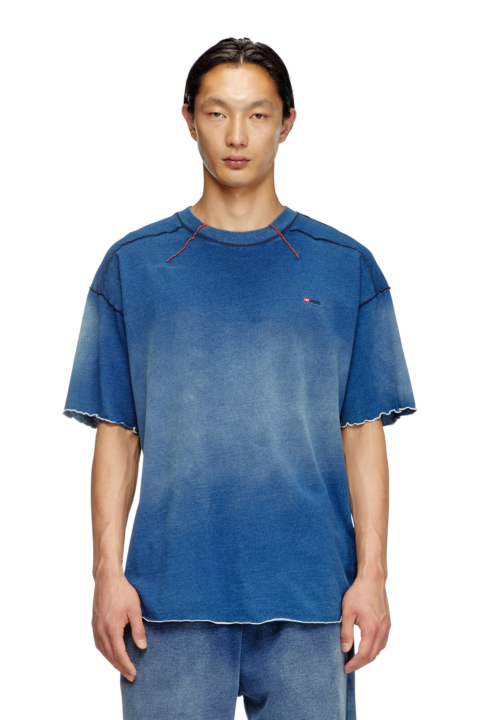 Diesel - T-CRAO-BOXT, Man's Faded T-shirt with micro logo in Blue - 1