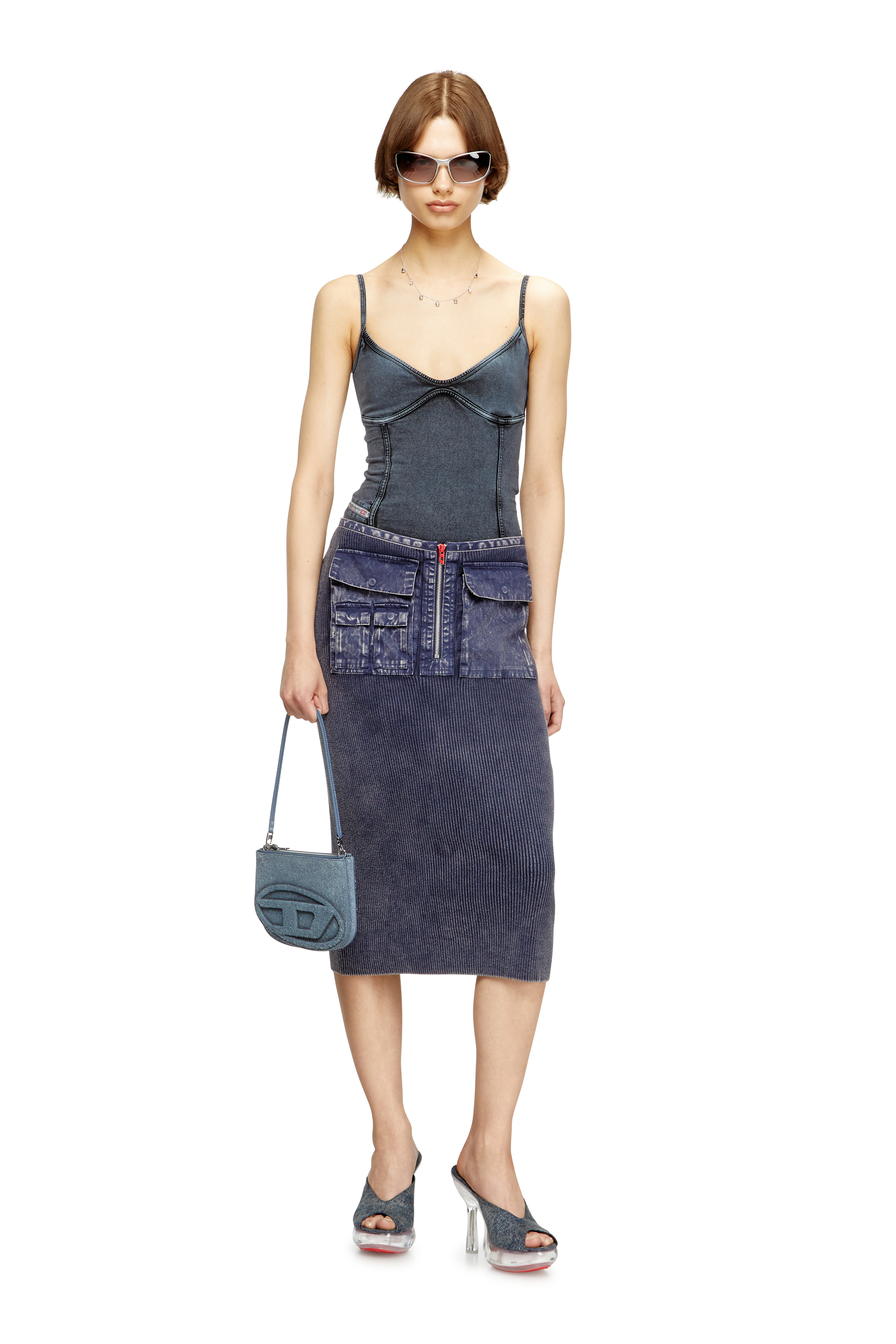 Diesel - 1DR TWIN, Woman's 1DR Twin-Double-pouch shoulder bag in solarised denim in Blue - 6