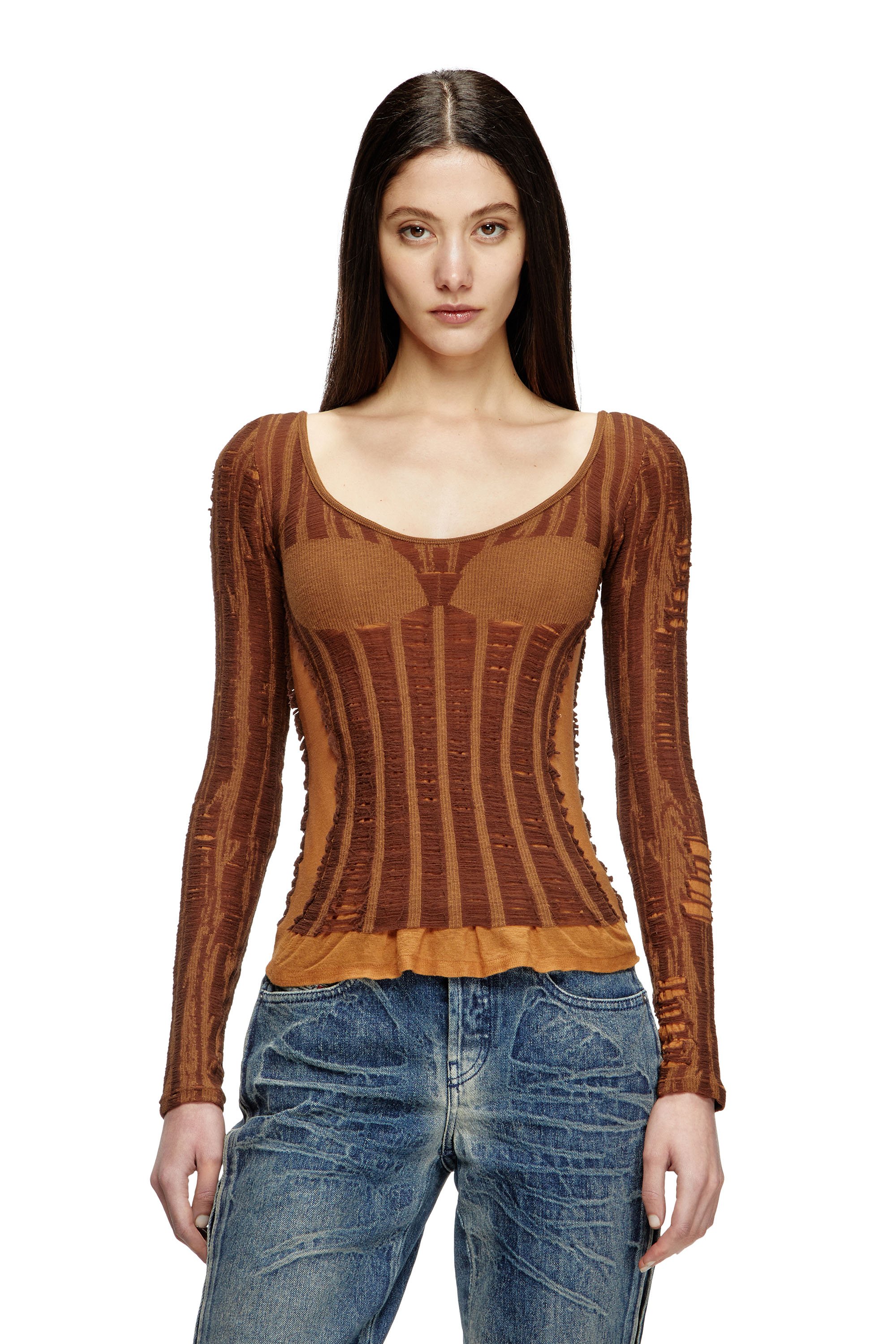 Diesel - M-CALAI, Woman's Seamless top with lingerie illusion in null - 1