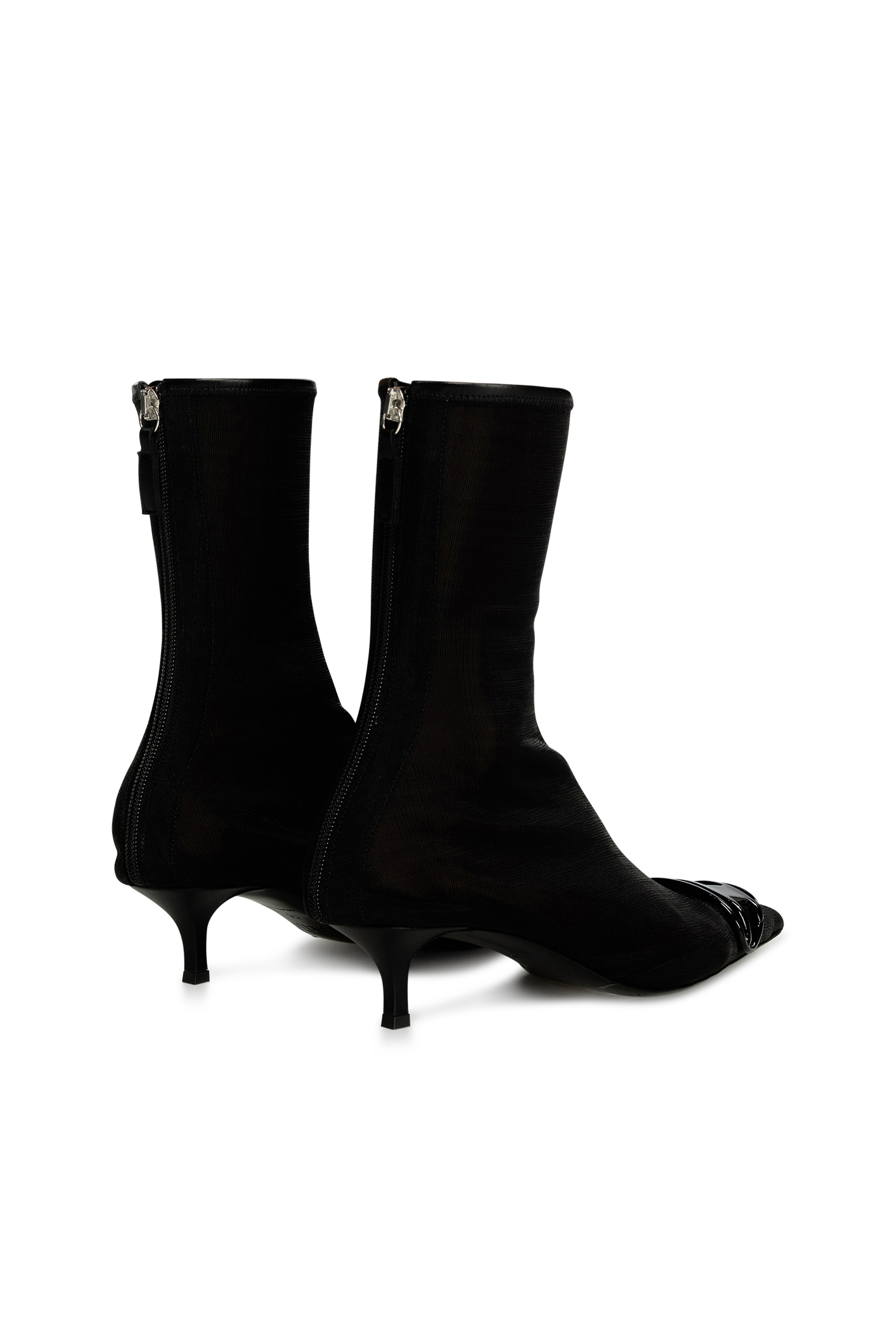 Diesel - D-VENUS KITTIE BT, Woman's D-Venus-Stretch-mesh ankle boots with kitten heel in Black - 4