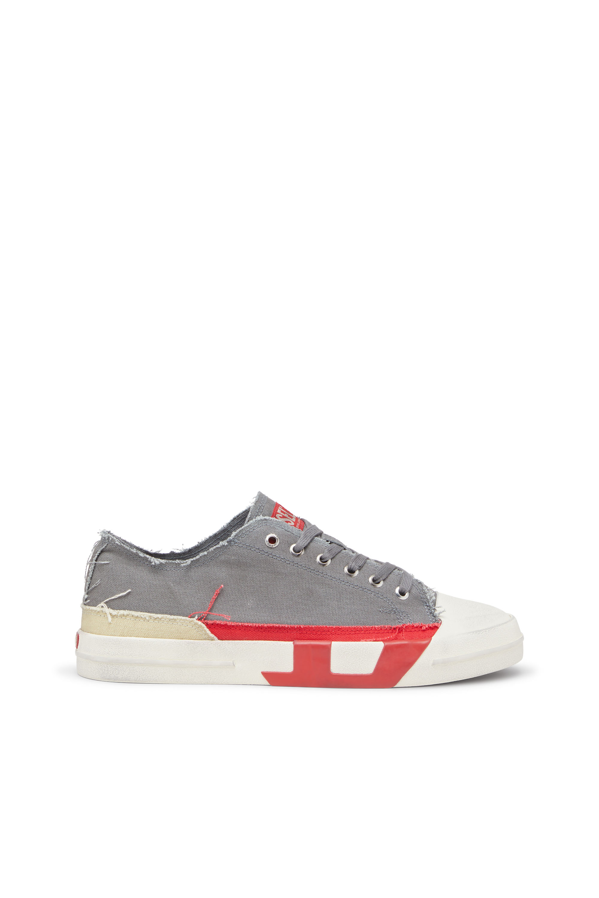 Diesel - S-D-VERSE LOW, Man's S-D-Verse-Dirty-effect canvas sneakers in Grey - 1