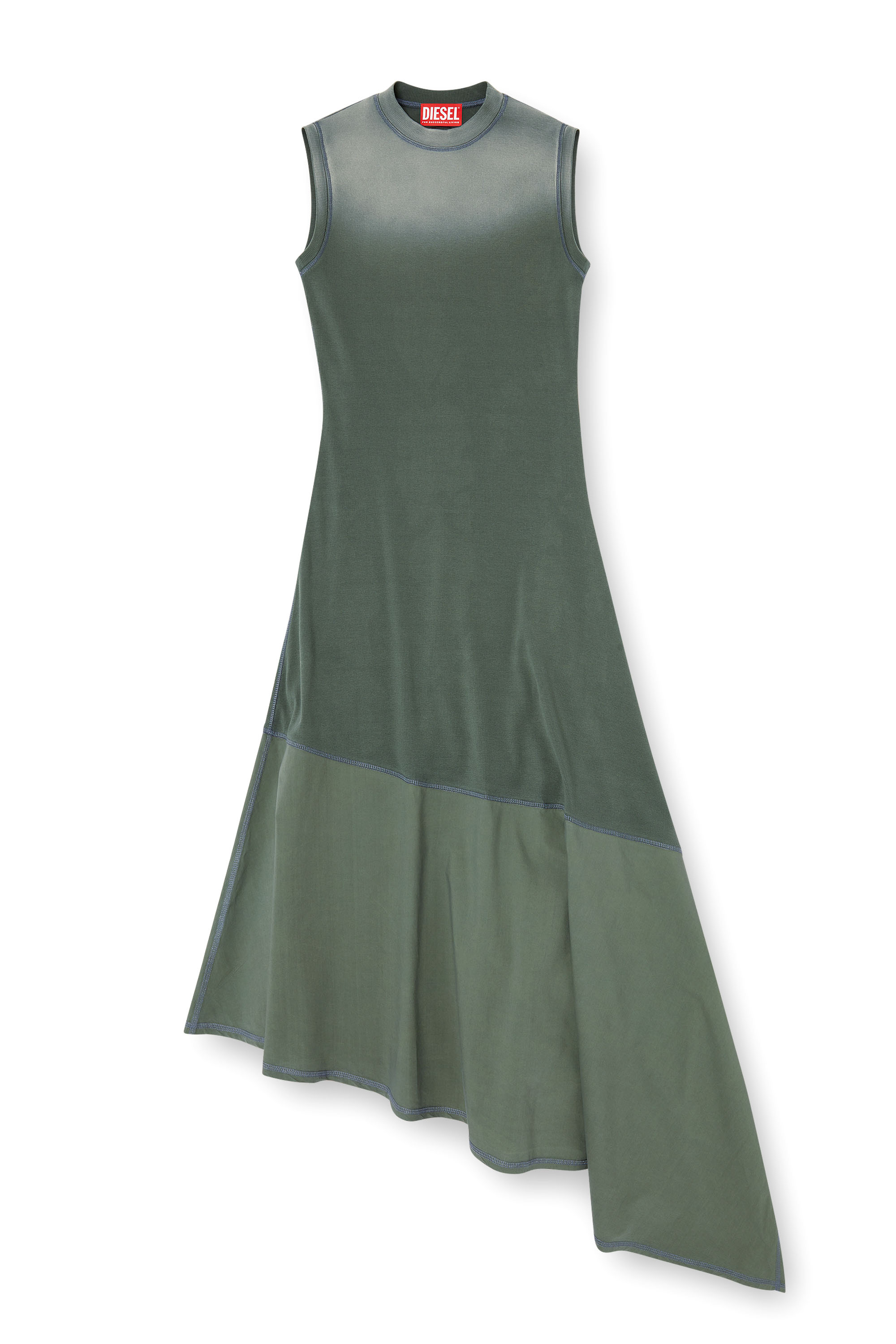 Diesel - D-ELICY, Woman's Asymmetric sleeveless dress in Dark Green - 3