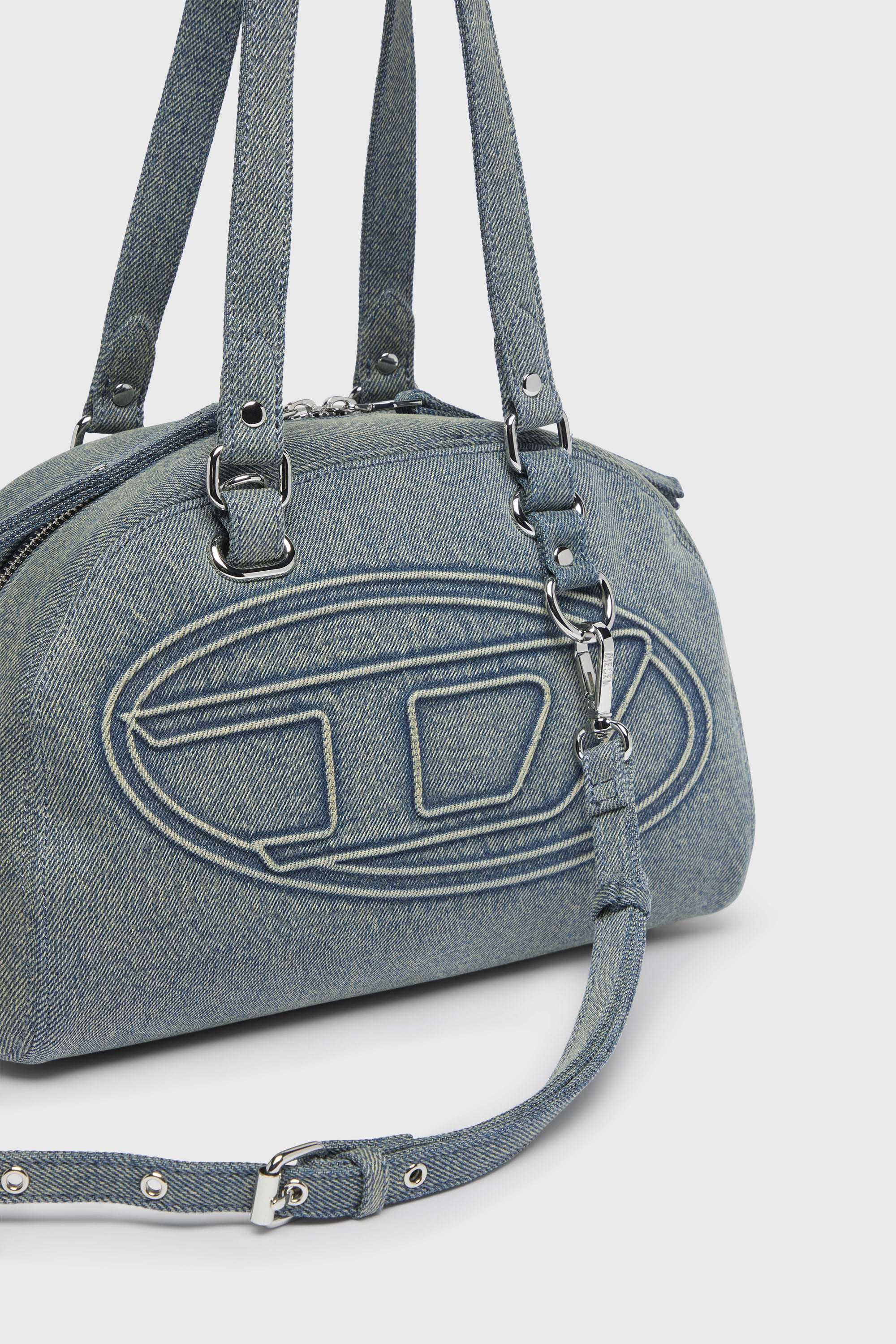 Diesel - 1DR DOME SOFT SHOULDER, Unisex's 1DR Dome-Shoulder bag in denim with Oval D logo in Light Blue - 6