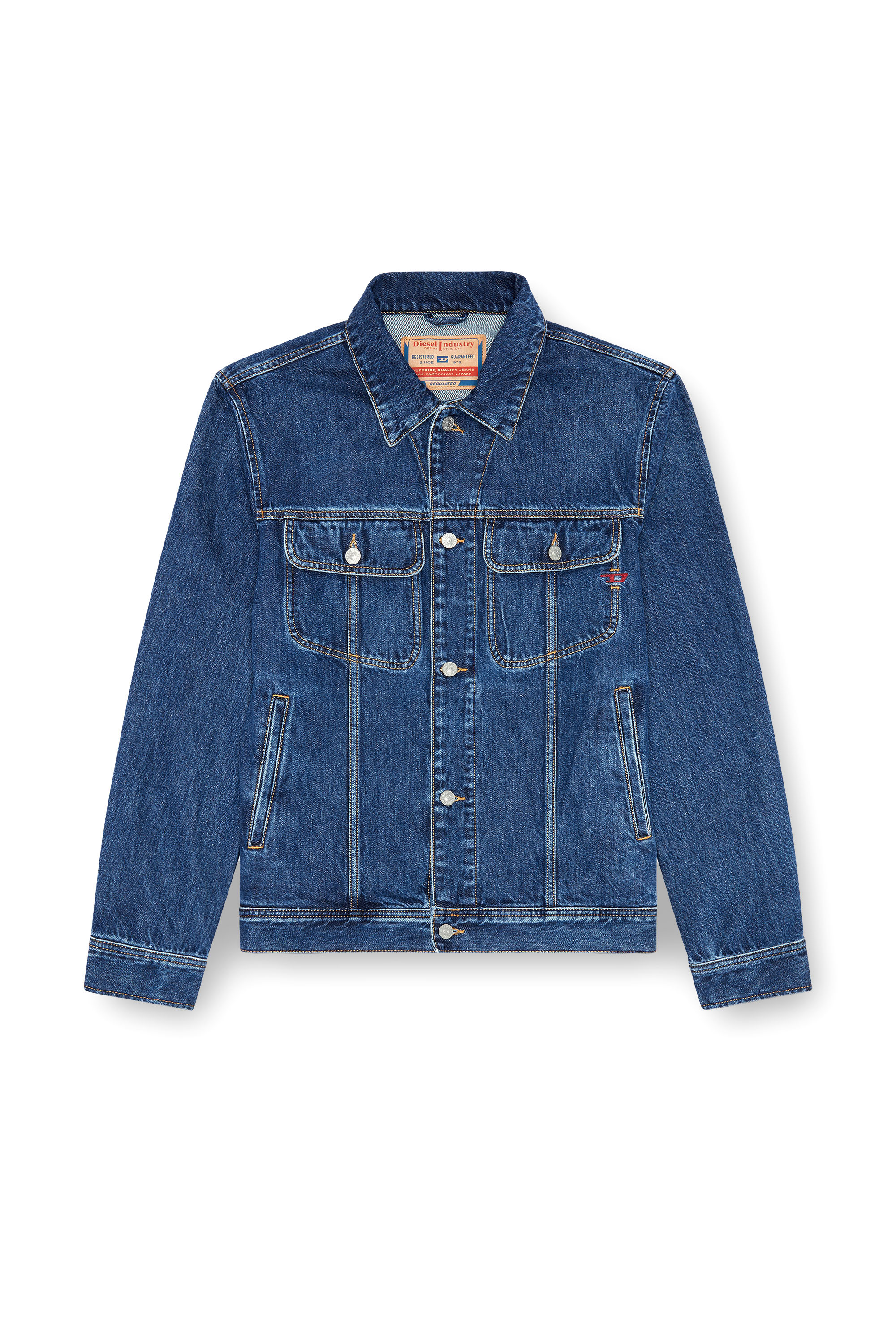 Diesel - D-BARCY, Man's Regular-fit trucker jacket in Medium blue - 3