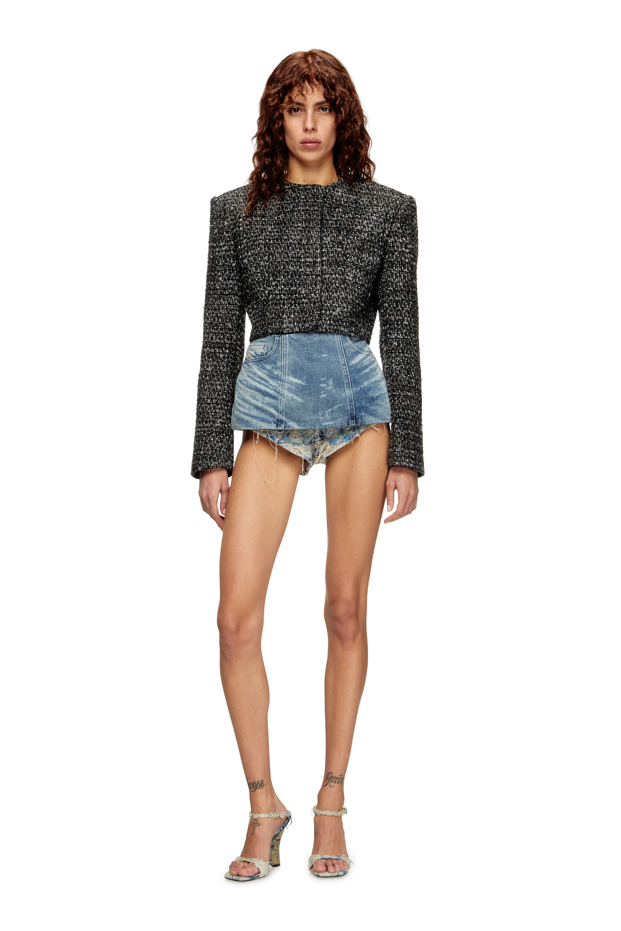 DE-NORA-FSH, Medium blue Diesel - DE-NORA-FSH, Woman's Belt skirt in lasered cotton-hemp denim in Medium blue - 1