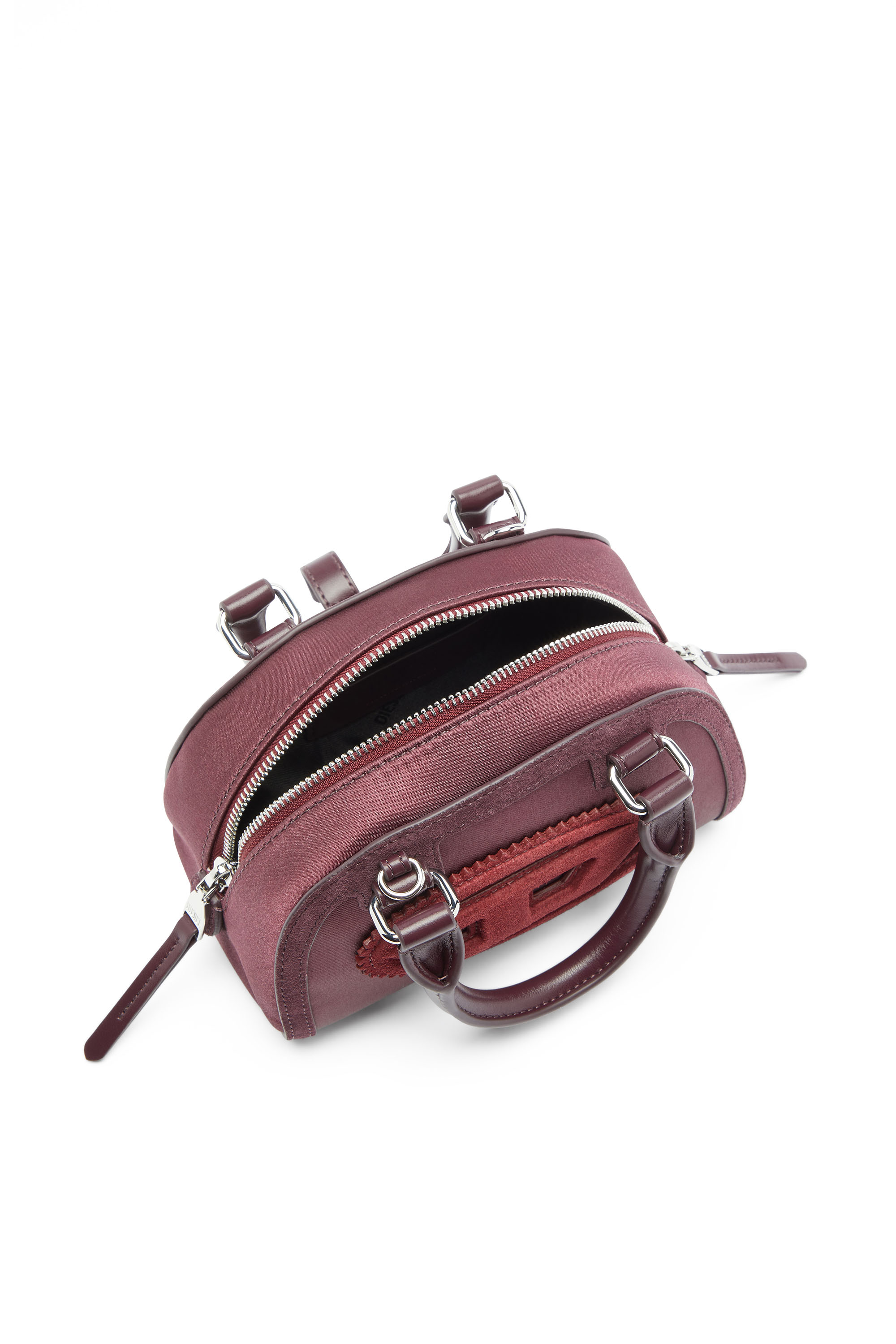 Diesel - 1DR DOME CROSSBODY, Woman's 1DR Dome - Small bowling bag in satin and suede in Burgundy - 3