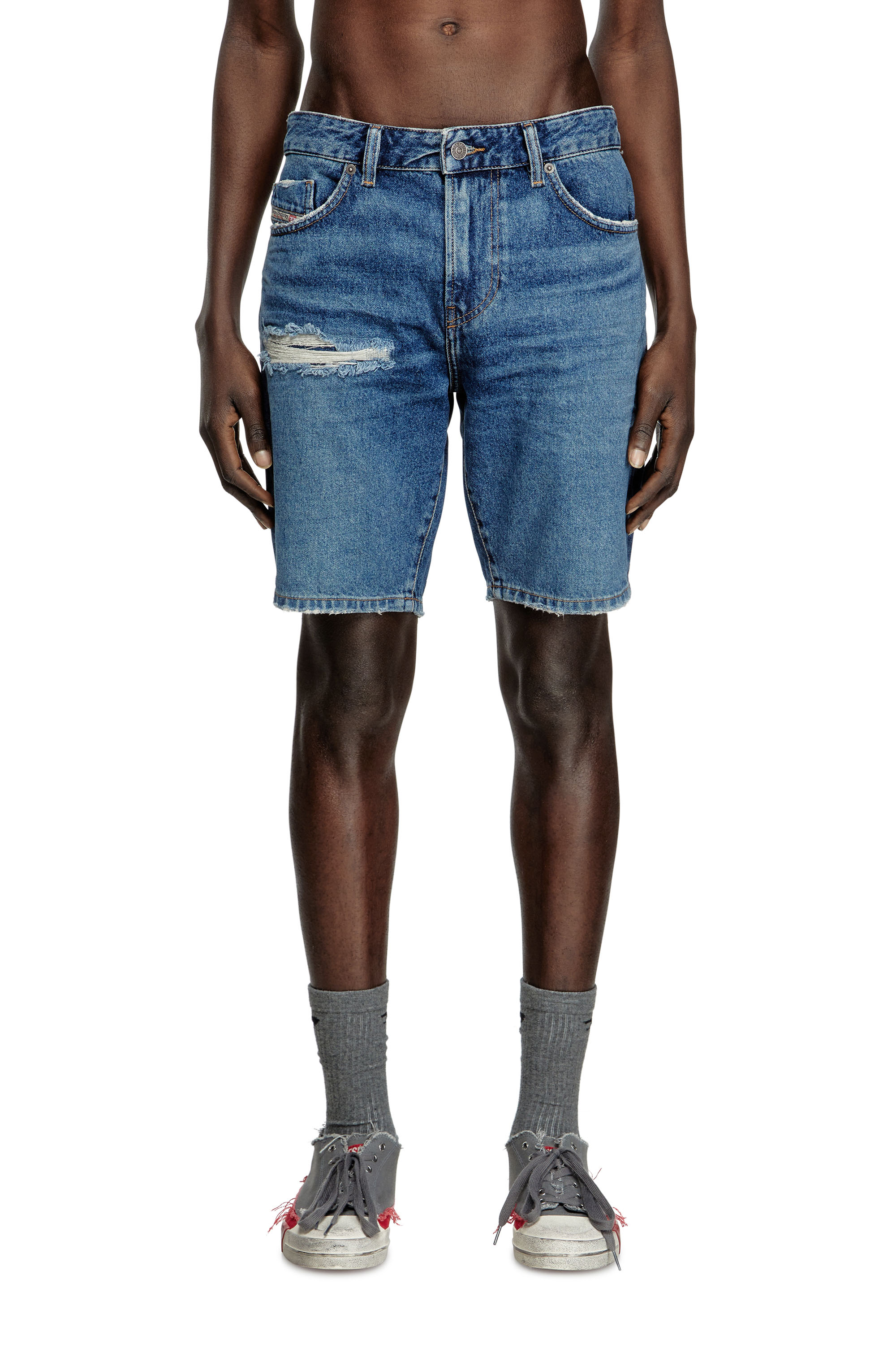 D-FIN, Medium blue Diesel - D-FIN, Man's Slim denim shorts in Medium blue - 3