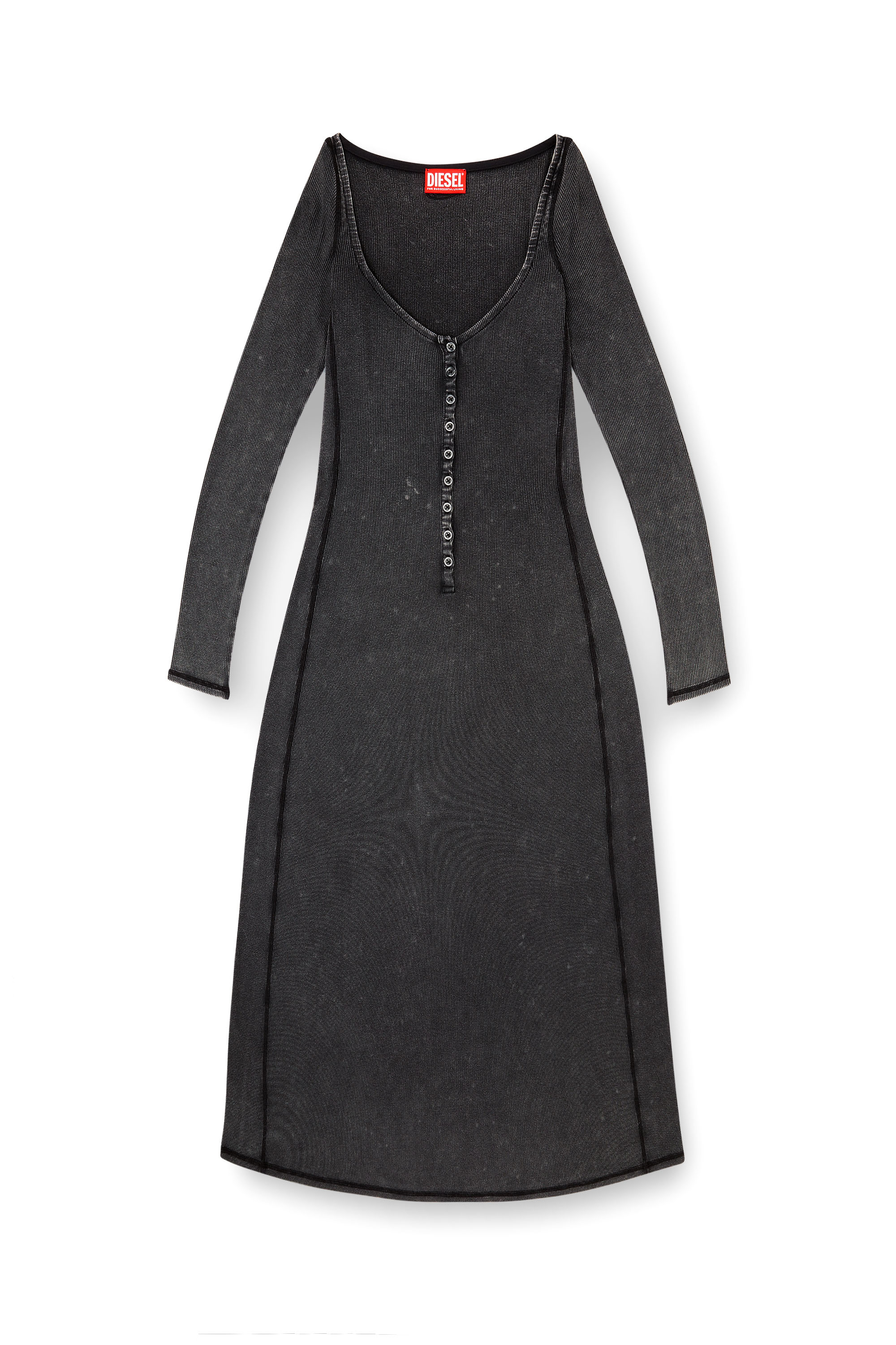 Diesel - D-LEY, Woman's Midi dress in faded ribbed jersey in null - 3