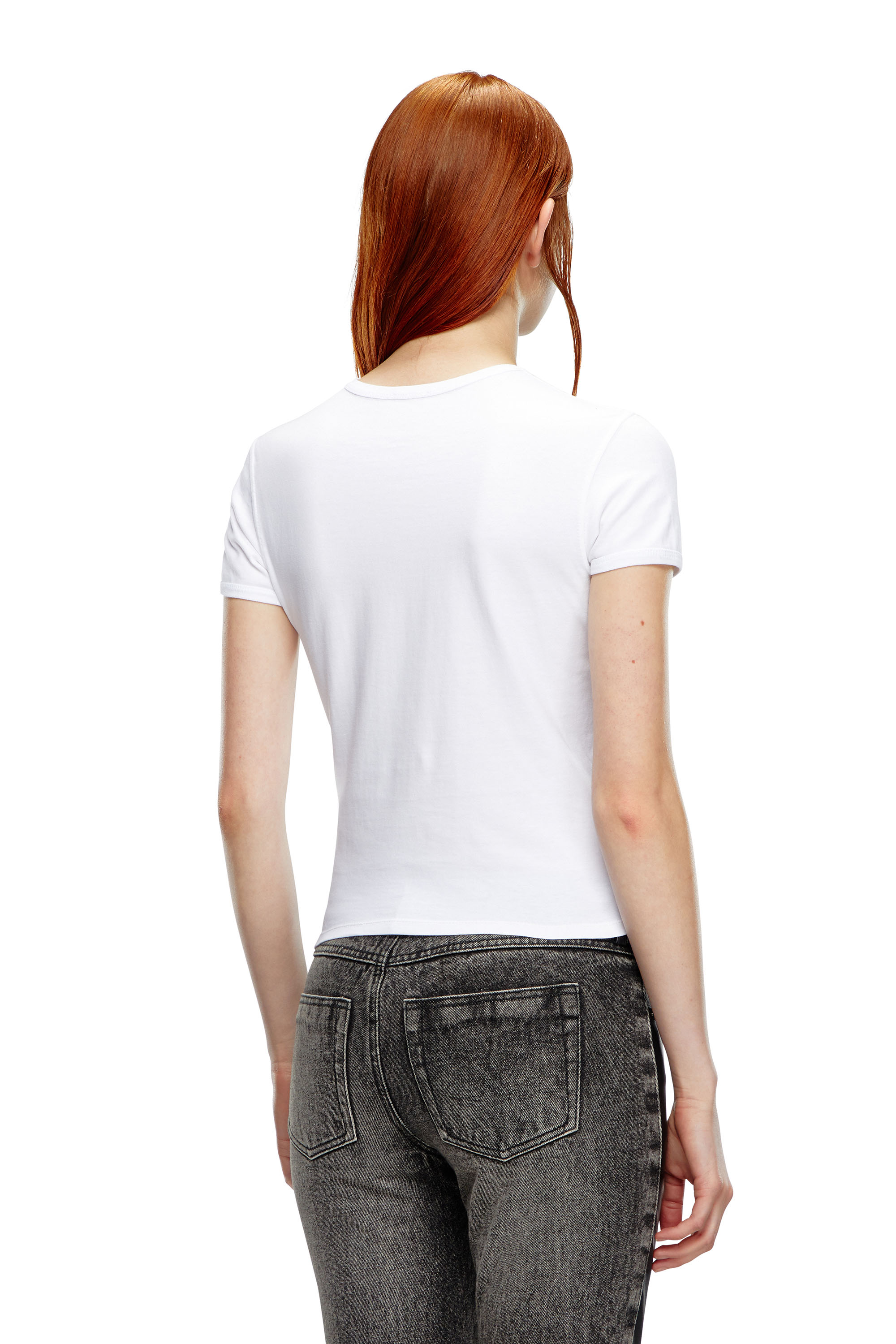 Diesel - T-UNCUTIE-LONG-OD, Woman T-shirt with injection-moulded Oval D in White - Image 3