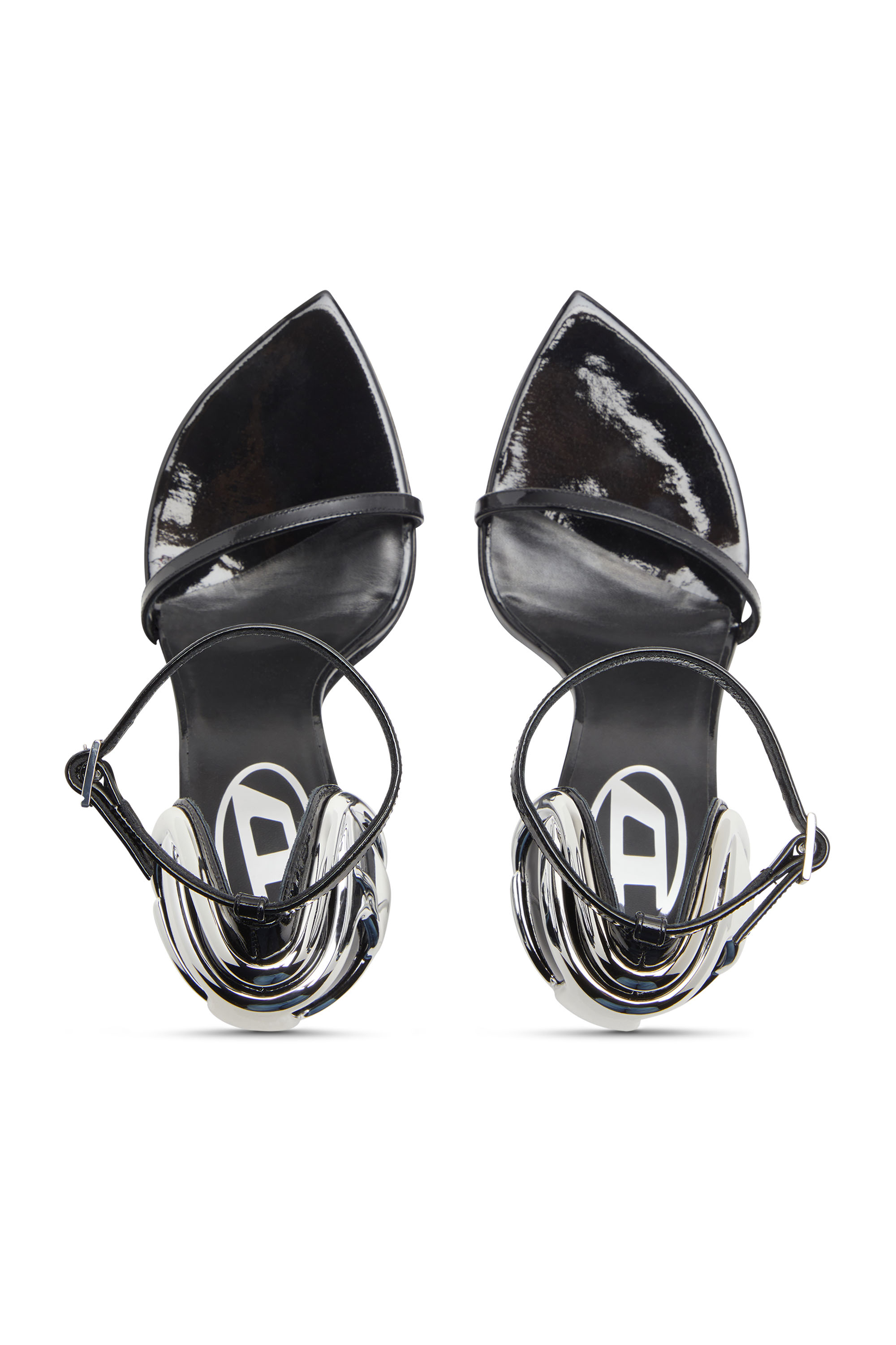 Diesel - D-TEN&HALF SANDAL, Woman's D-Ten&Half-Stiletto sandals in patent leather and satin in Black - 5