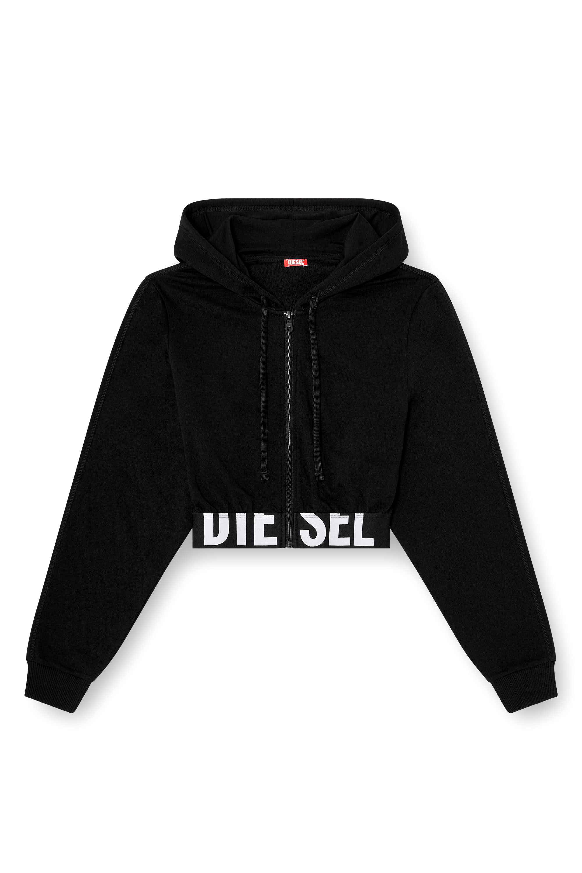Diesel - NIKA-D-POP, Woman's Cropped hoodie with logo band in Black - 2