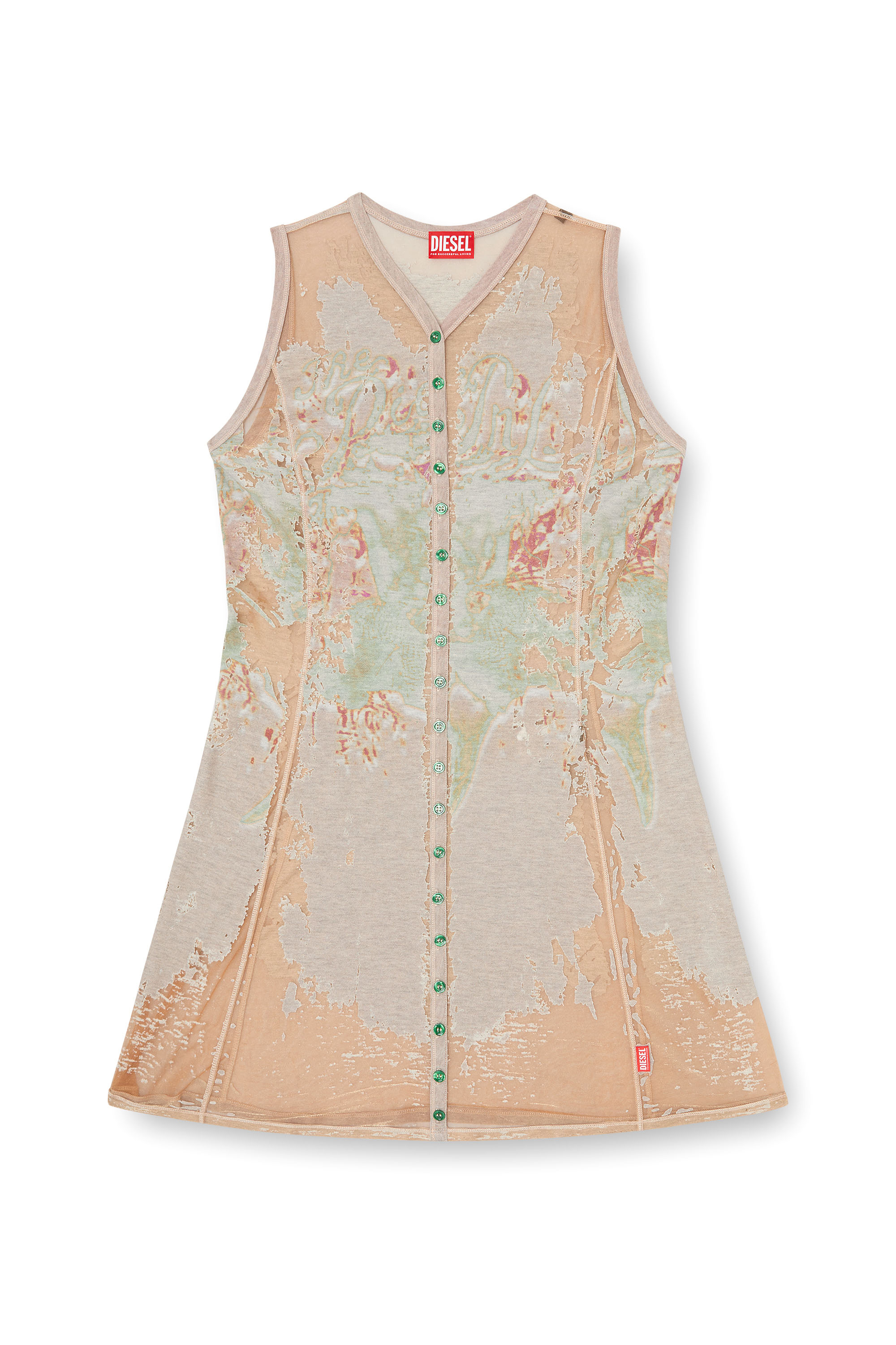 Diesel - D-ALFIO, Woman's Short dress in printed devor&eacute; jersey in Light Brown - 1