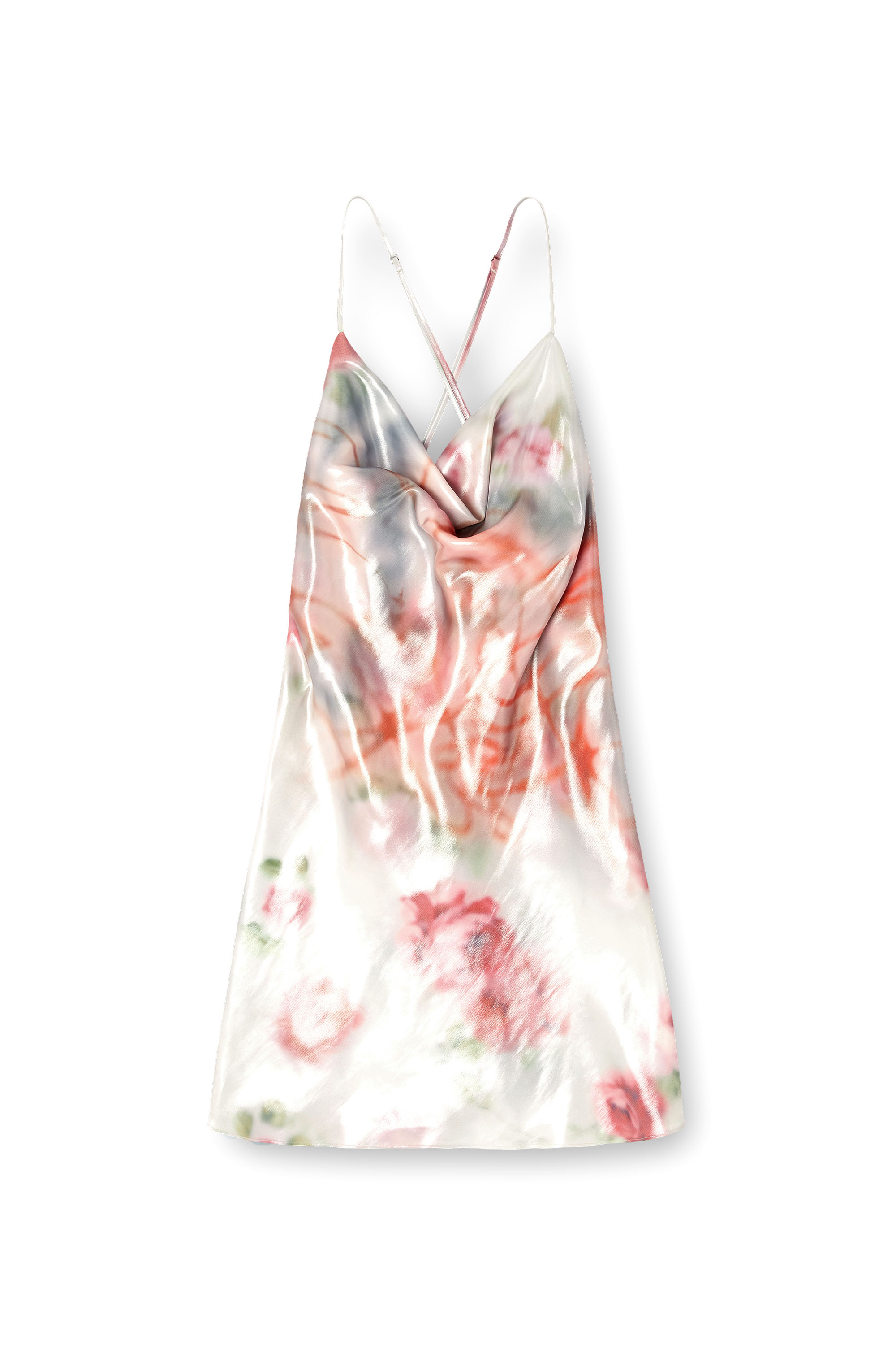 Diesel - D-EBRA-SHORT, Woman's Metallic short dress with blurred rose print in Multicolor - 1