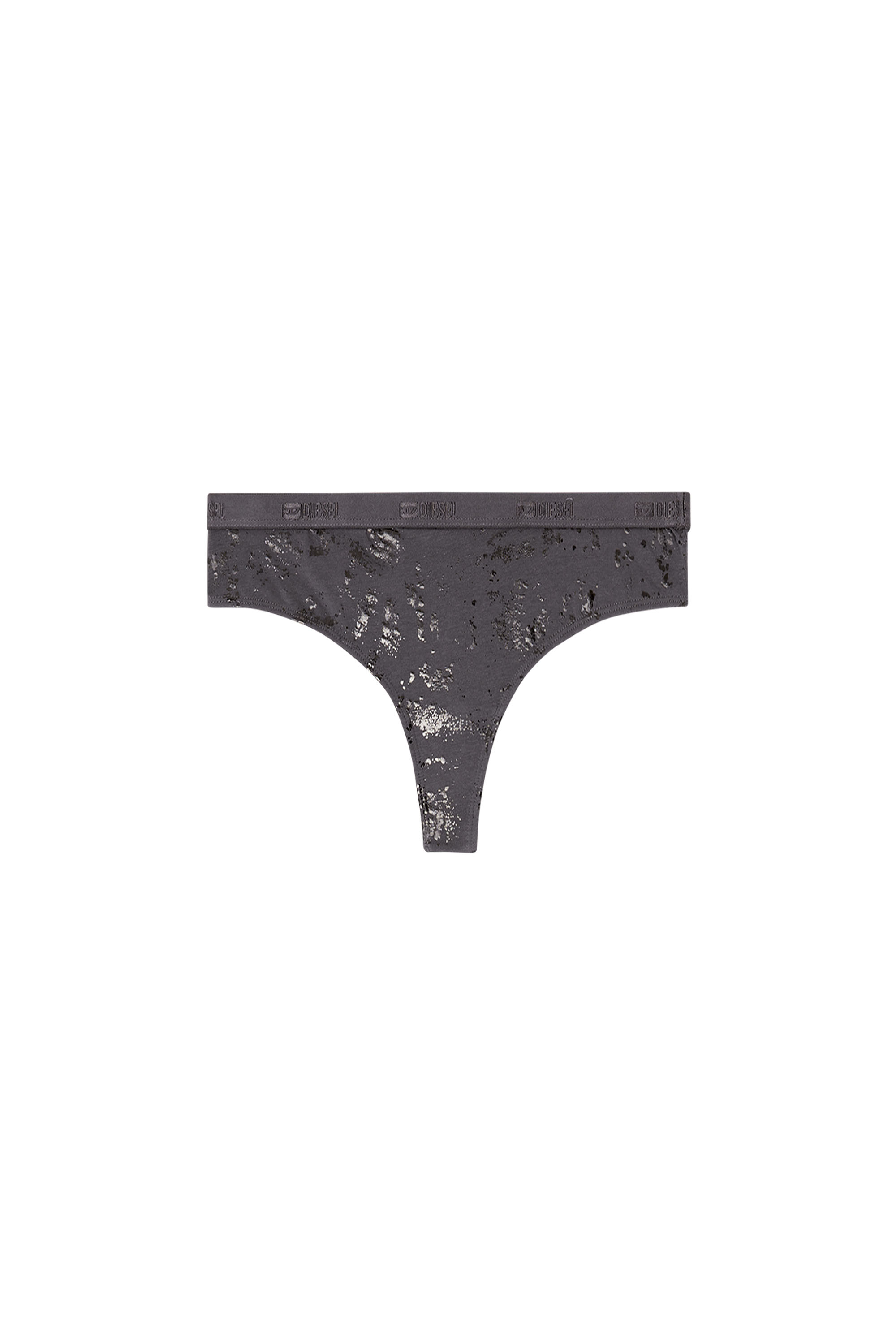 Diesel - STARS-GFT, Woman's Thong in metallic-effect stretch cotton in Grey - 3