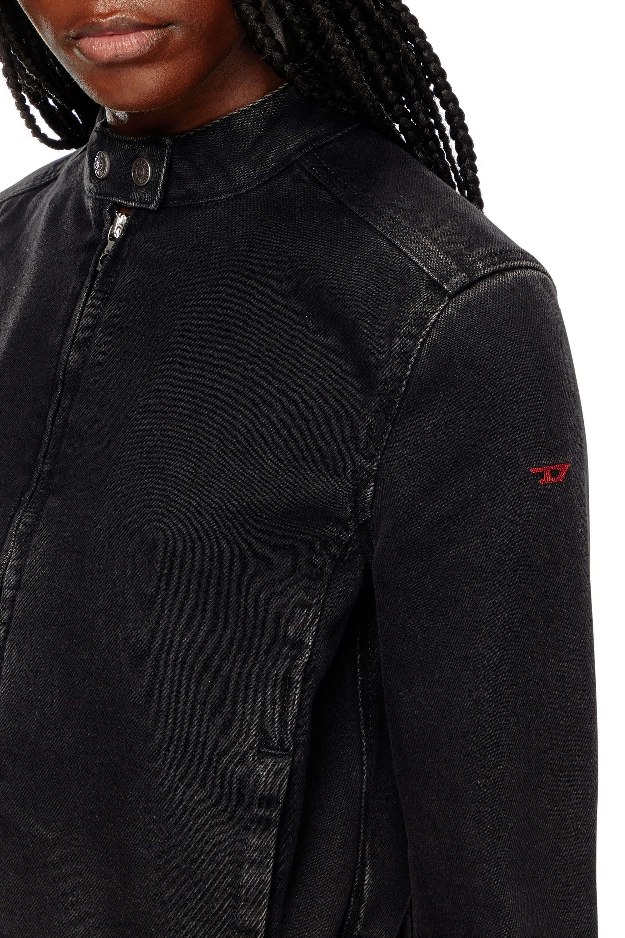 Diesel - DE-MORNIN, Woman Moto jacket in denim in Black - Image 4