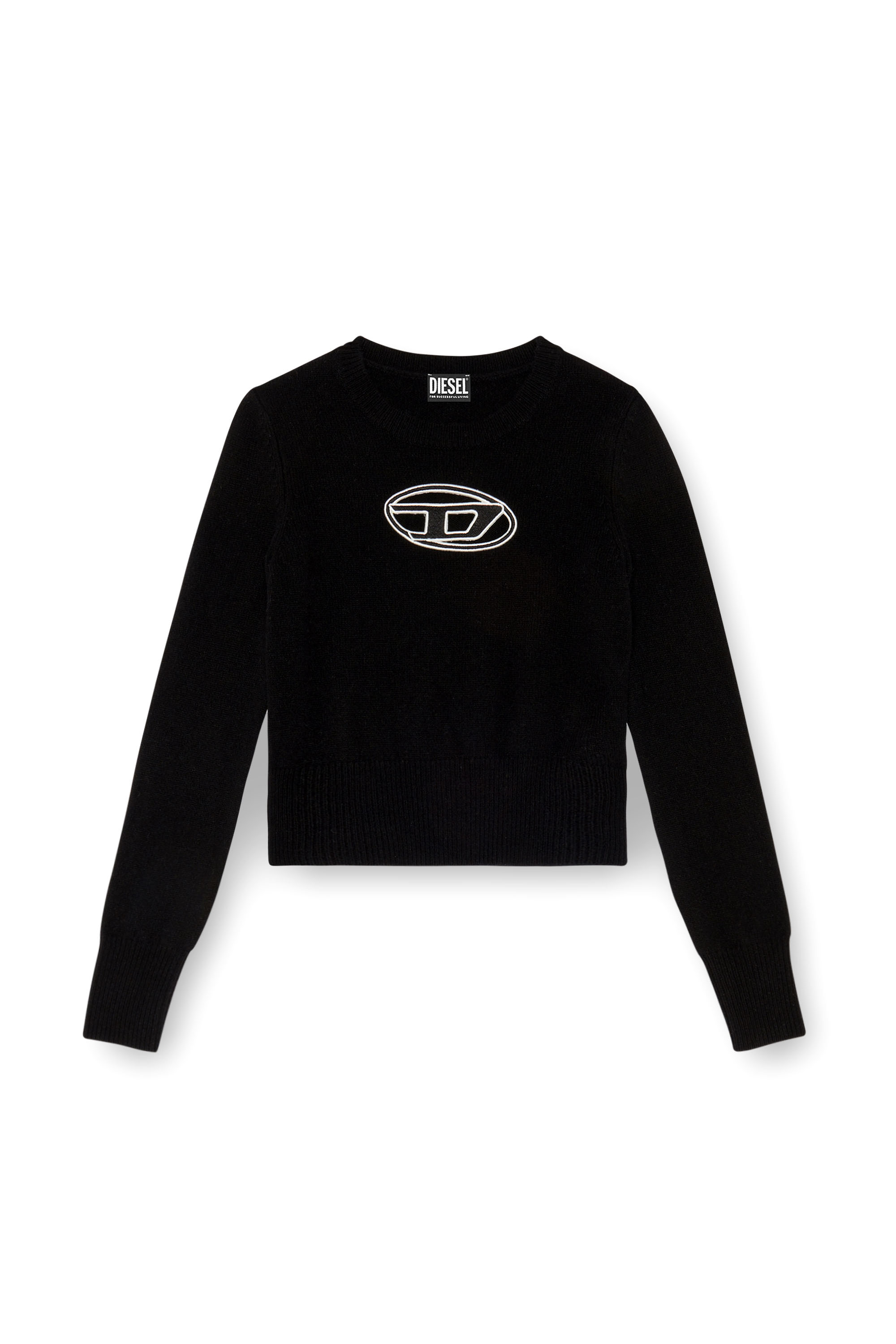 Diesel - M-AREESA, Woman Jumper with embroidered cut-out logo in Black - Image 3