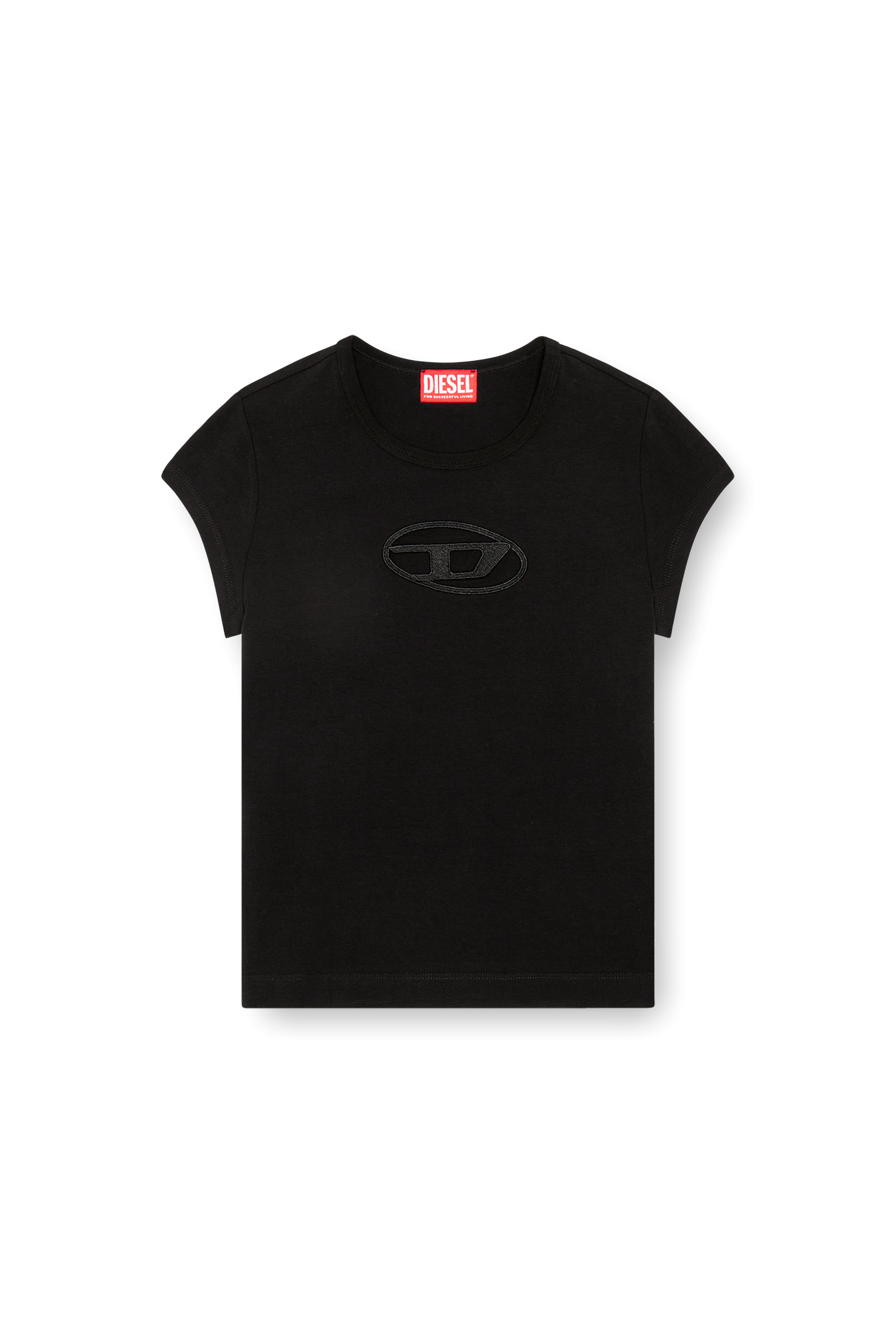 Diesel - T-ANGIE, Woman T-shirt with peekaboo logo in Black - Image 5
