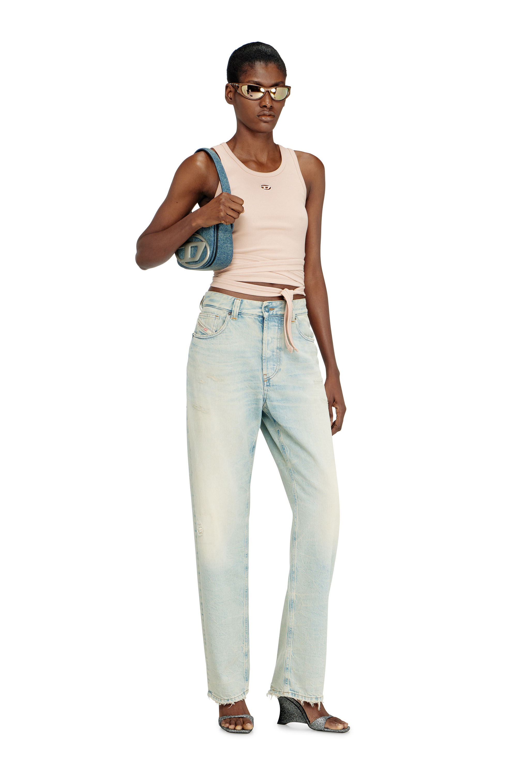 Diesel - 1DR, Woman's 1DR-Iconic shoulder bag in solarised denim in Blue - 6