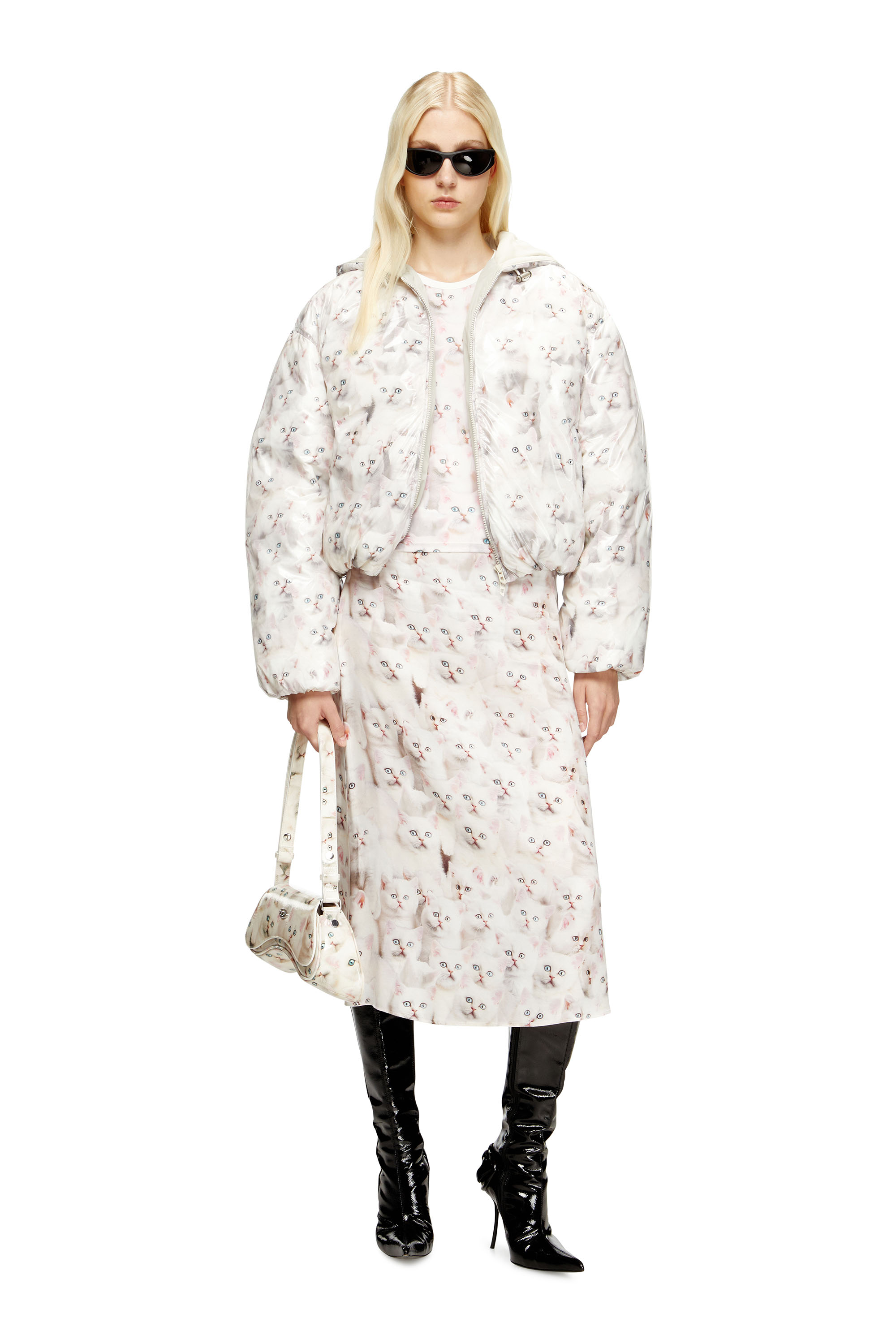 Diesel - PLAY CROSSBODY, Woman's Play-Shoulder bag in printed glossy PU in White - 6