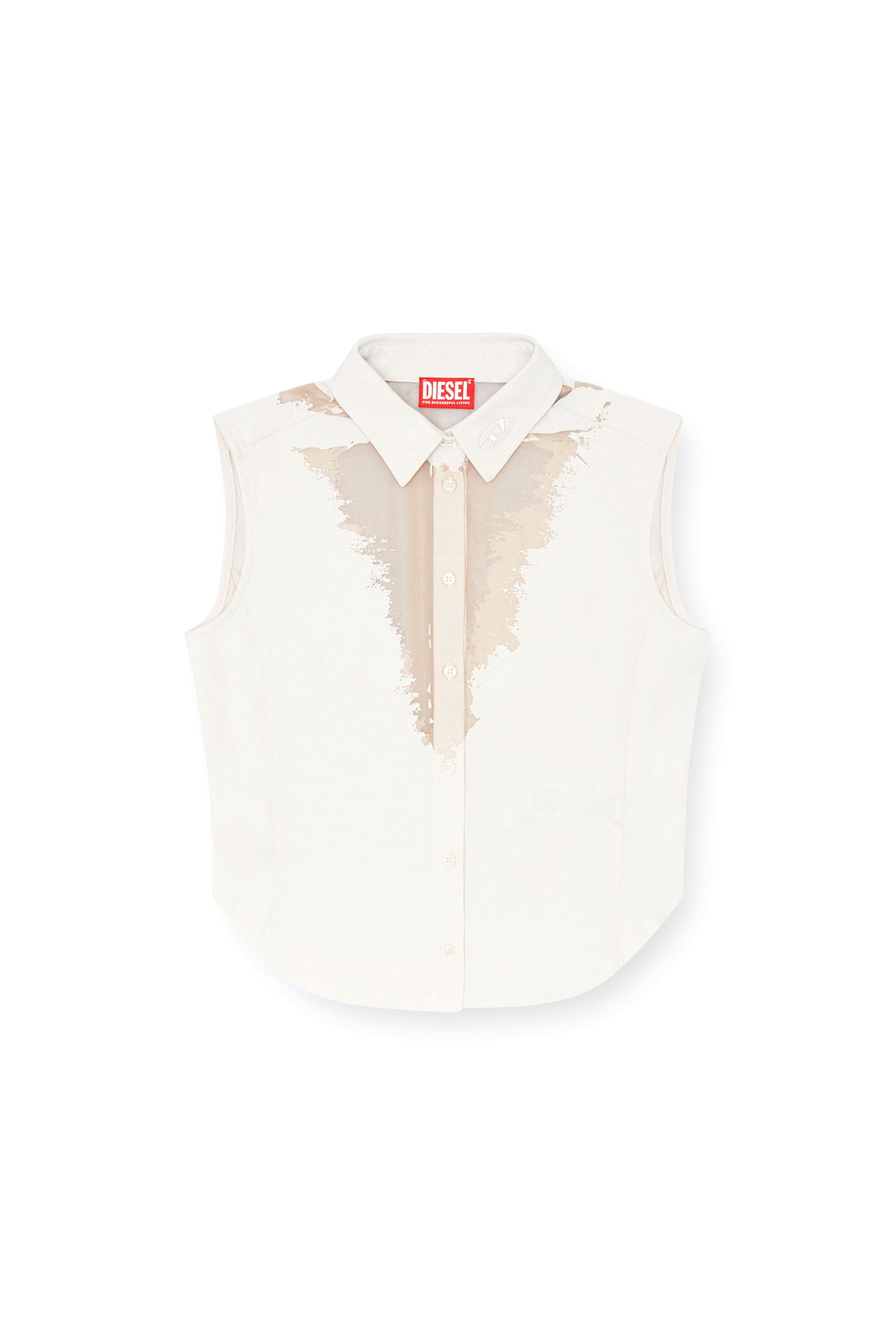 Diesel - C-GISELD, Woman's Sleeveless shirt with devoré sweat stains in White - 6