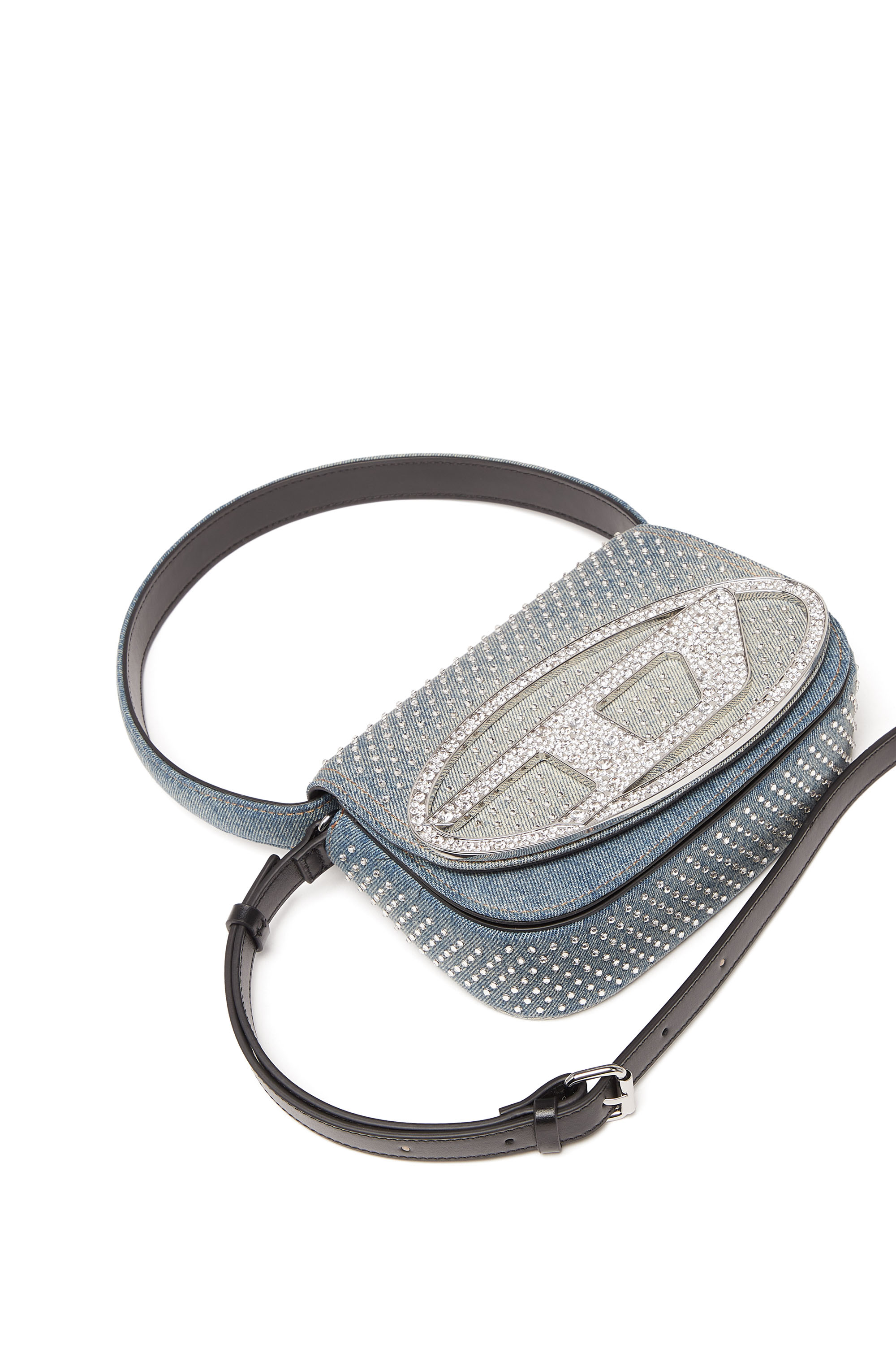 Diesel - 1DR, Woman's 1DR - Iconic shoulder bag in denim and crystals in Light Blue - 6