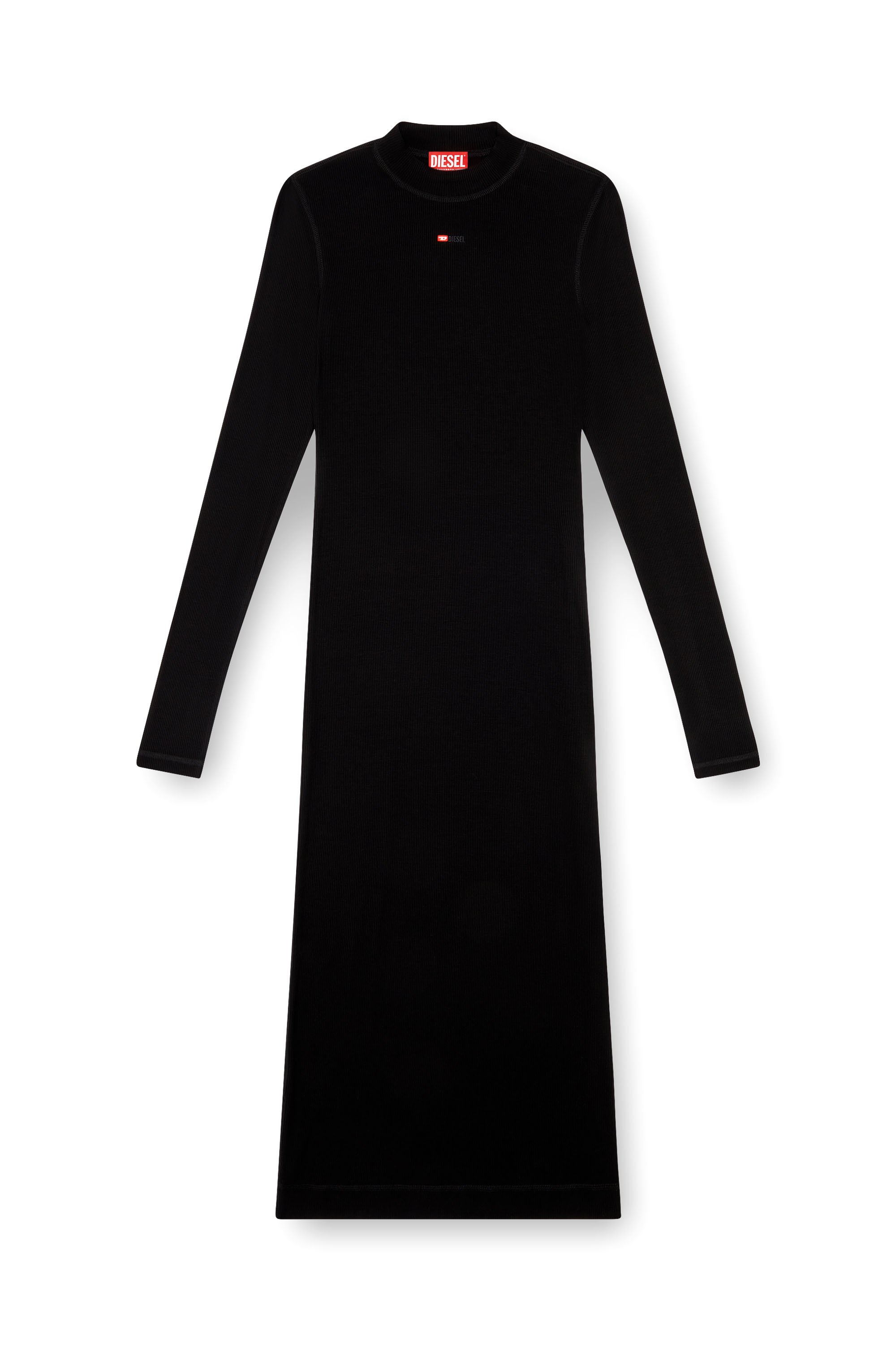 Diesel - D-MOKKY-LS-MICRODIV, Woman Mock-neck midi dress in Black - Image 4