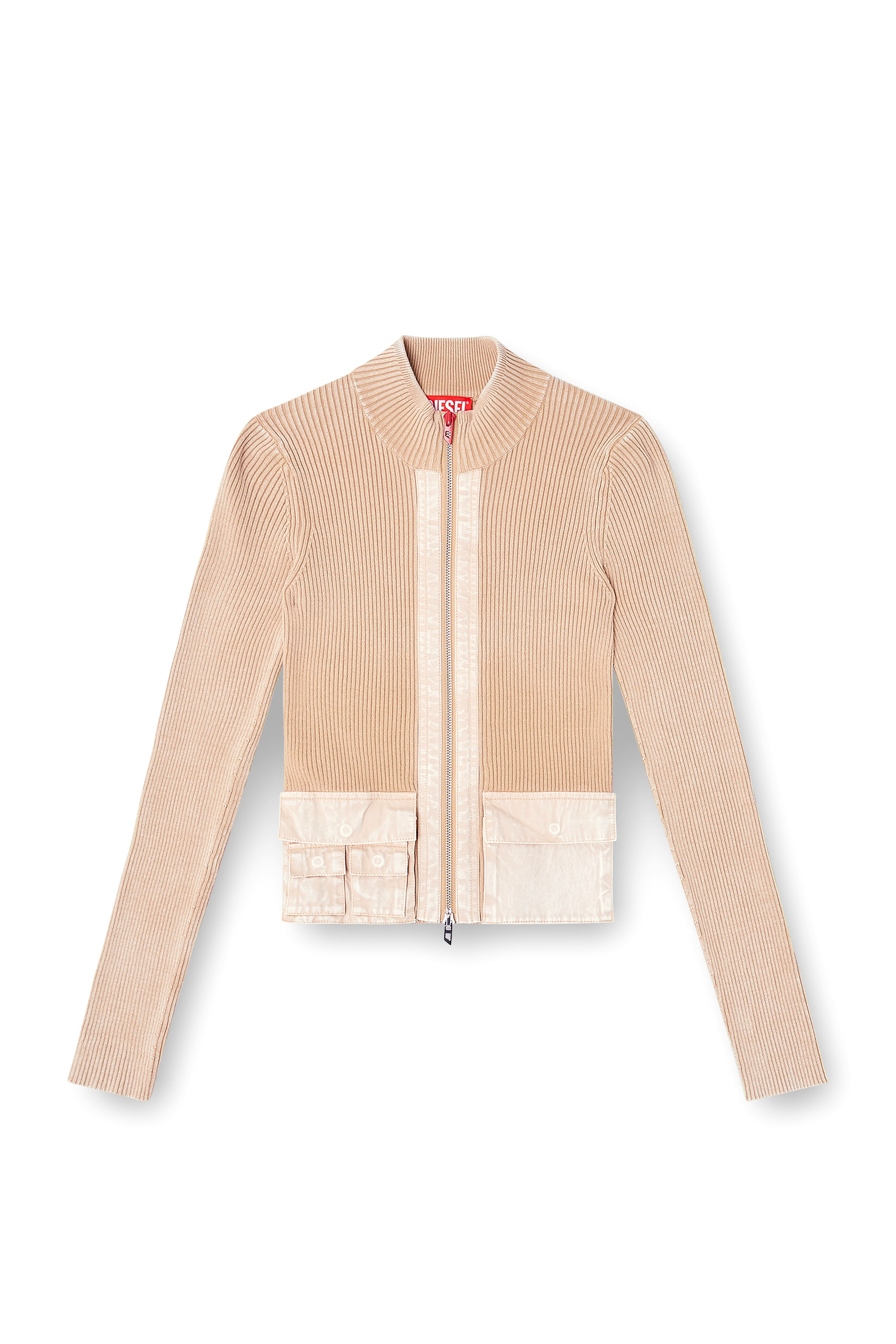 Diesel - M-MELISSA, Woman's Zip-up cardigan with denim cargo pockets in null - 2