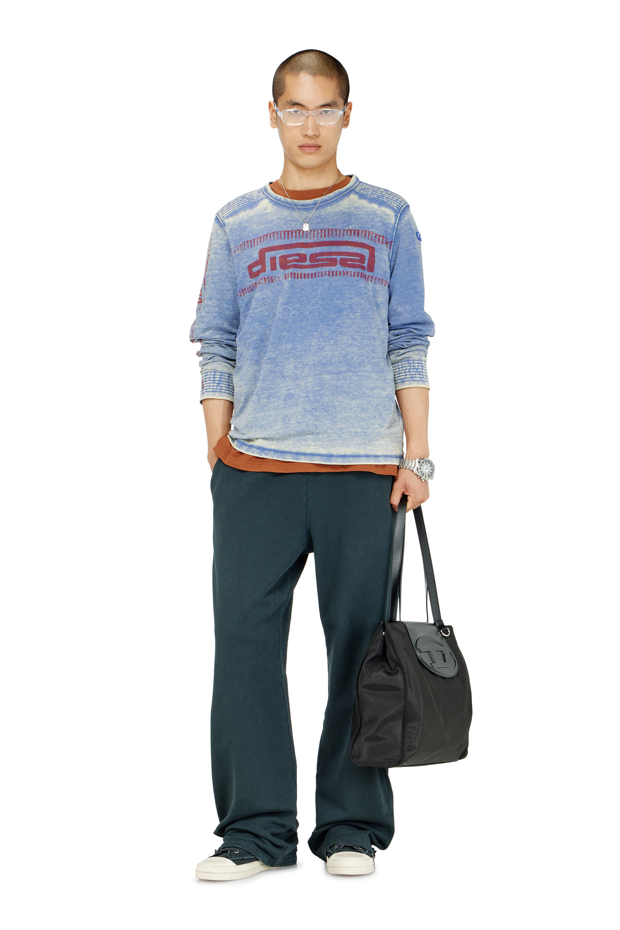 Diesel - P-MARTAINS-CRYSTALS, Man's Distressed sweatpants with crystal details in null - 1