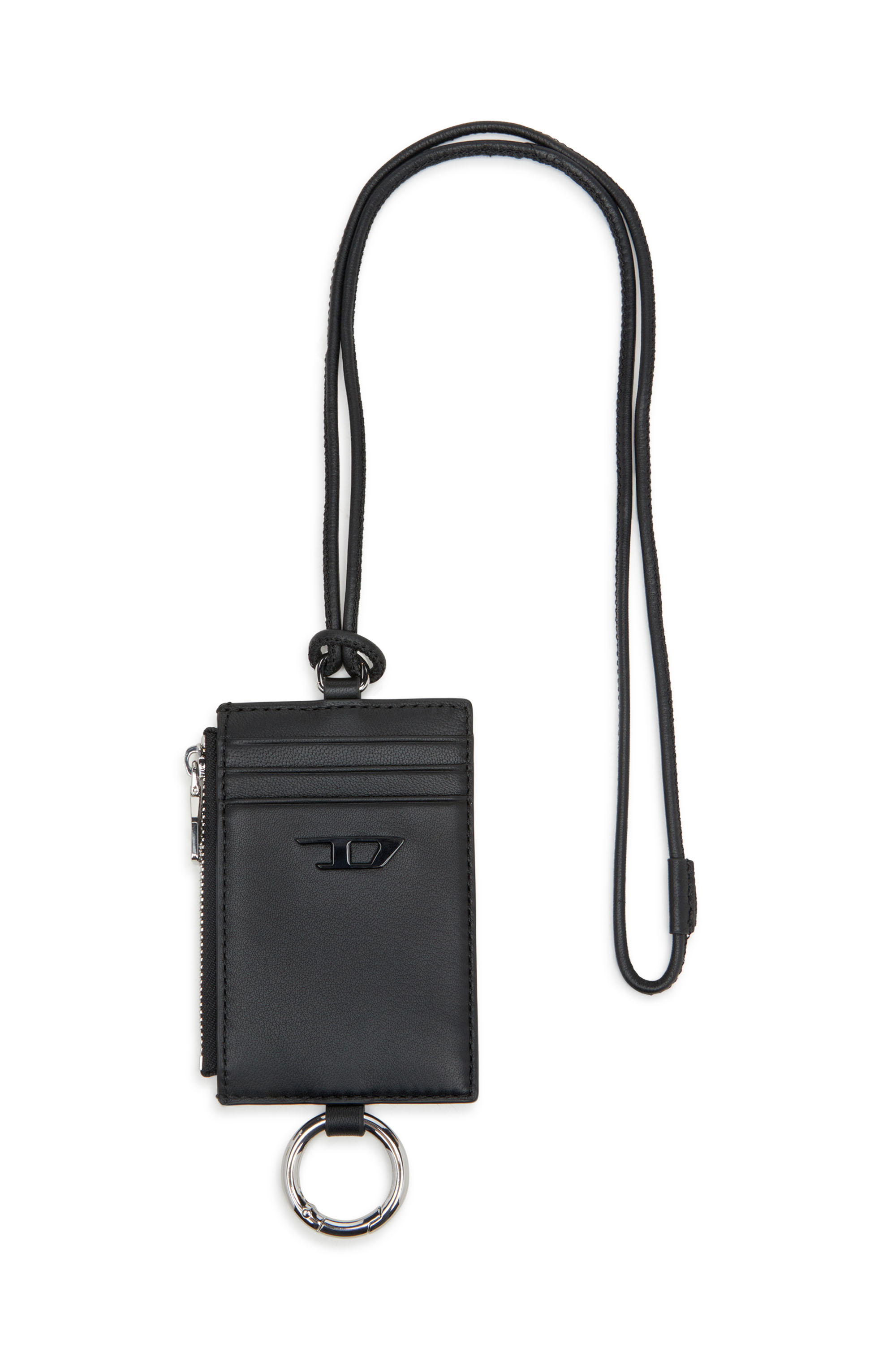 Diesel - RAVE BADGE HOLDER, Man's Nappa leather badge holder in Black - 1