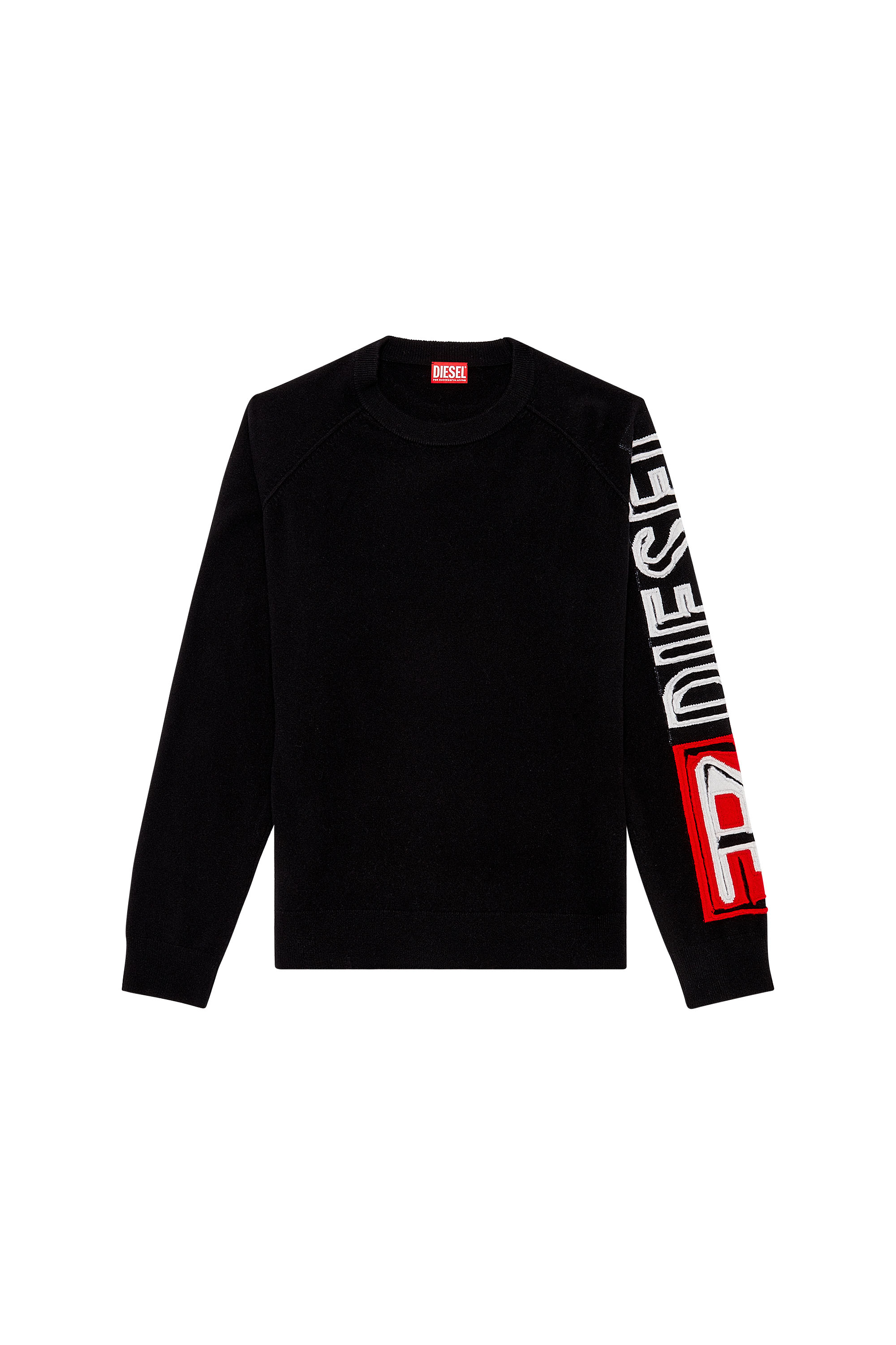 Diesel - K-SARIA-A, Man's Jumper with peel-off intarsia logo in Black - 2