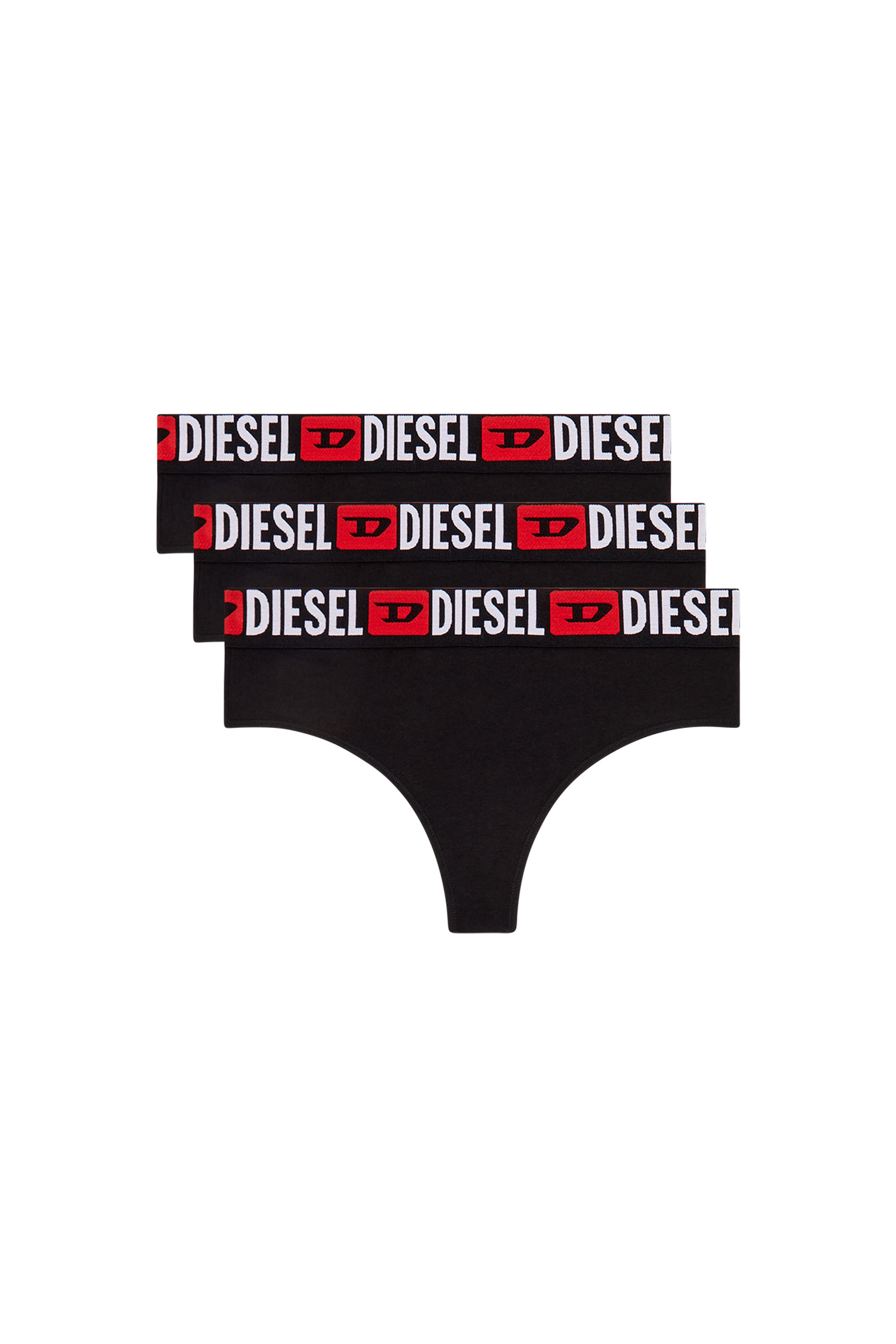 Diesel - UFST-STARS-THREEPACK, Woman 3-pack thongs with logo waist in Black - Image 1