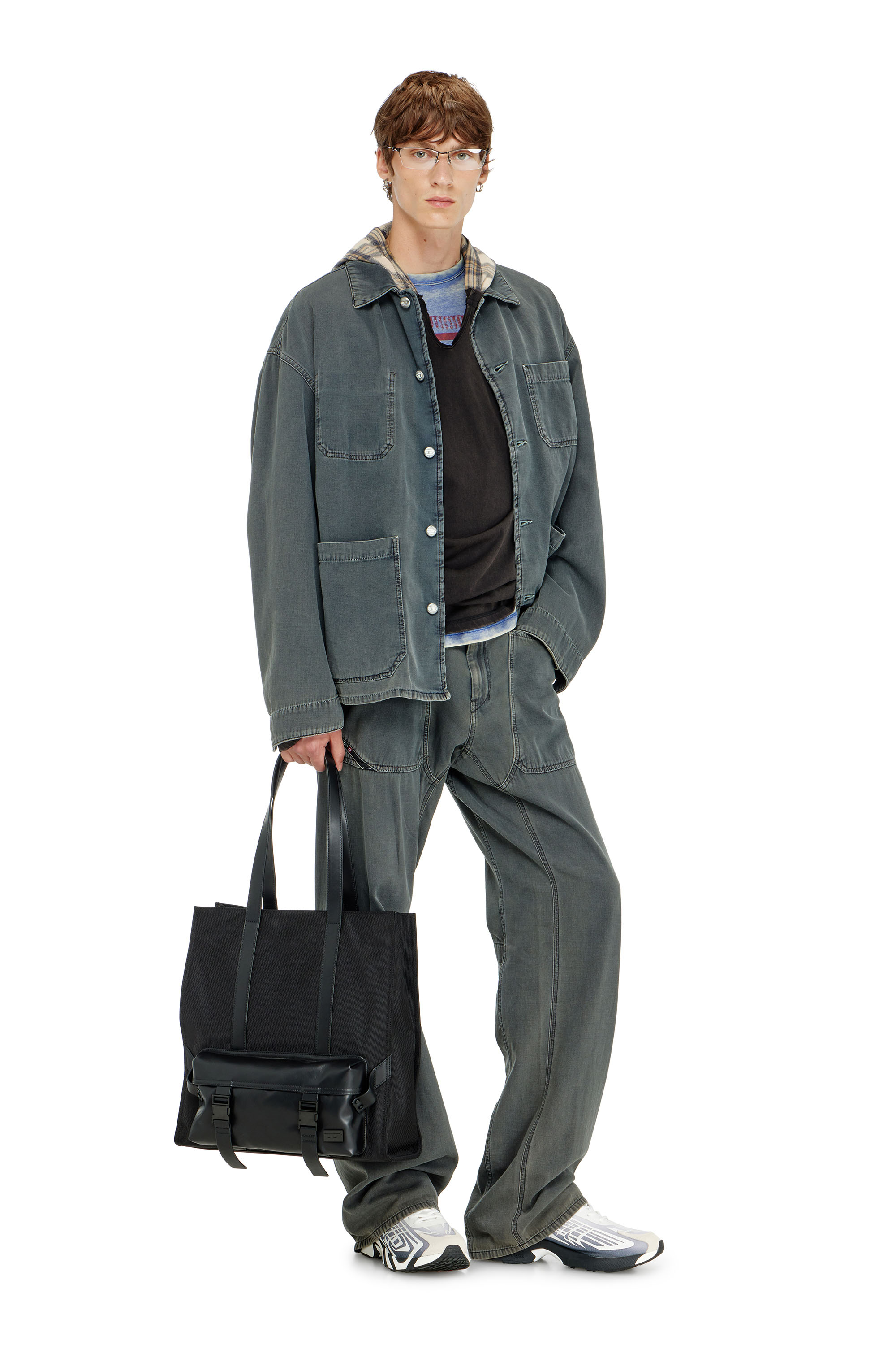 Diesel - D-STACK-U, Unisex's Utility-style jacket in coloured denim in Grey - 1