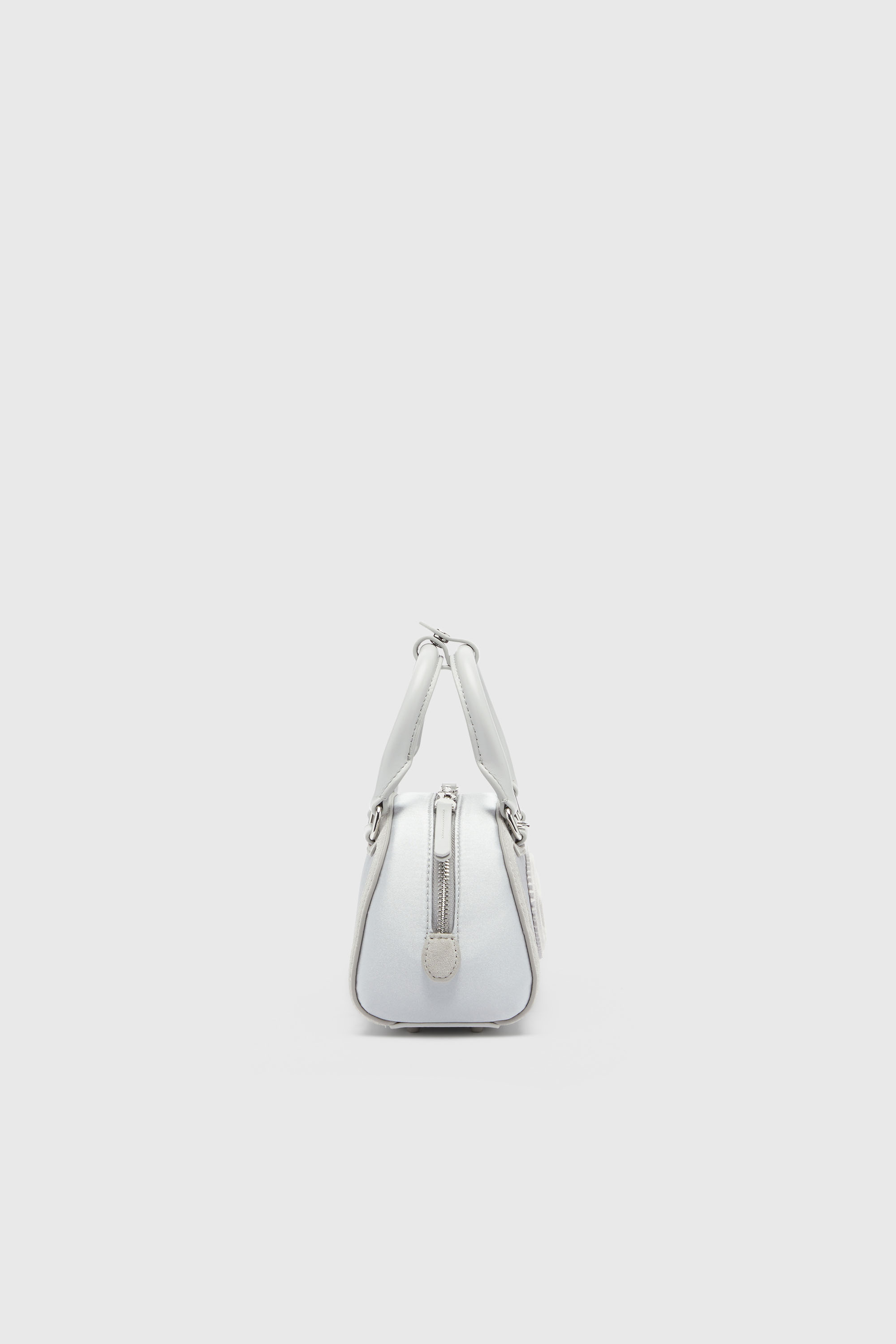 Diesel - 1DR DOME CROSSBODY, Woman's 1DR Dome - Small bowling bag in satin and suede in Silver - 5