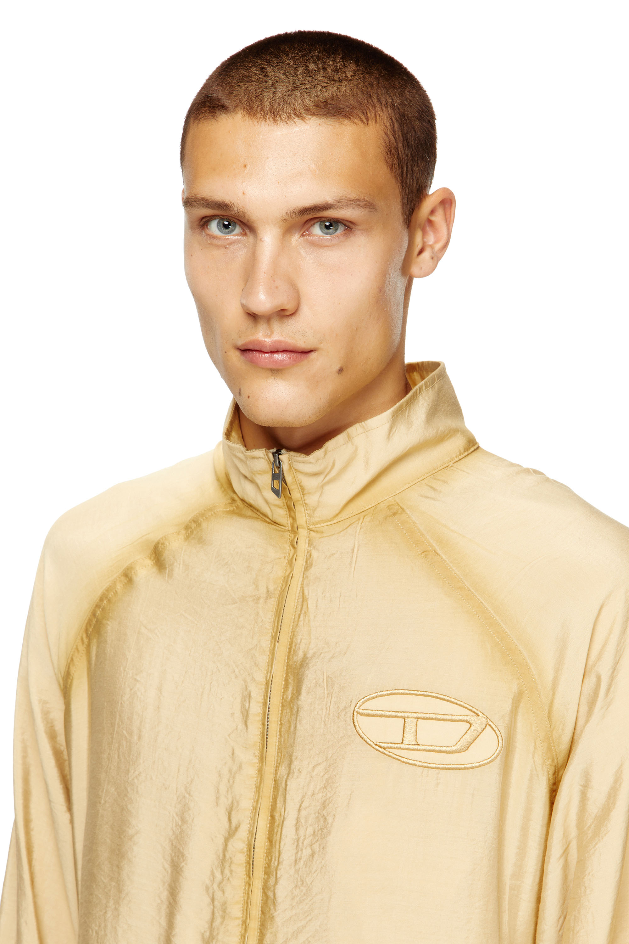 Diesel - J-HENRI-SOUVENIR, Man's Souvenir-style embroidered track jacket in Beige - 5