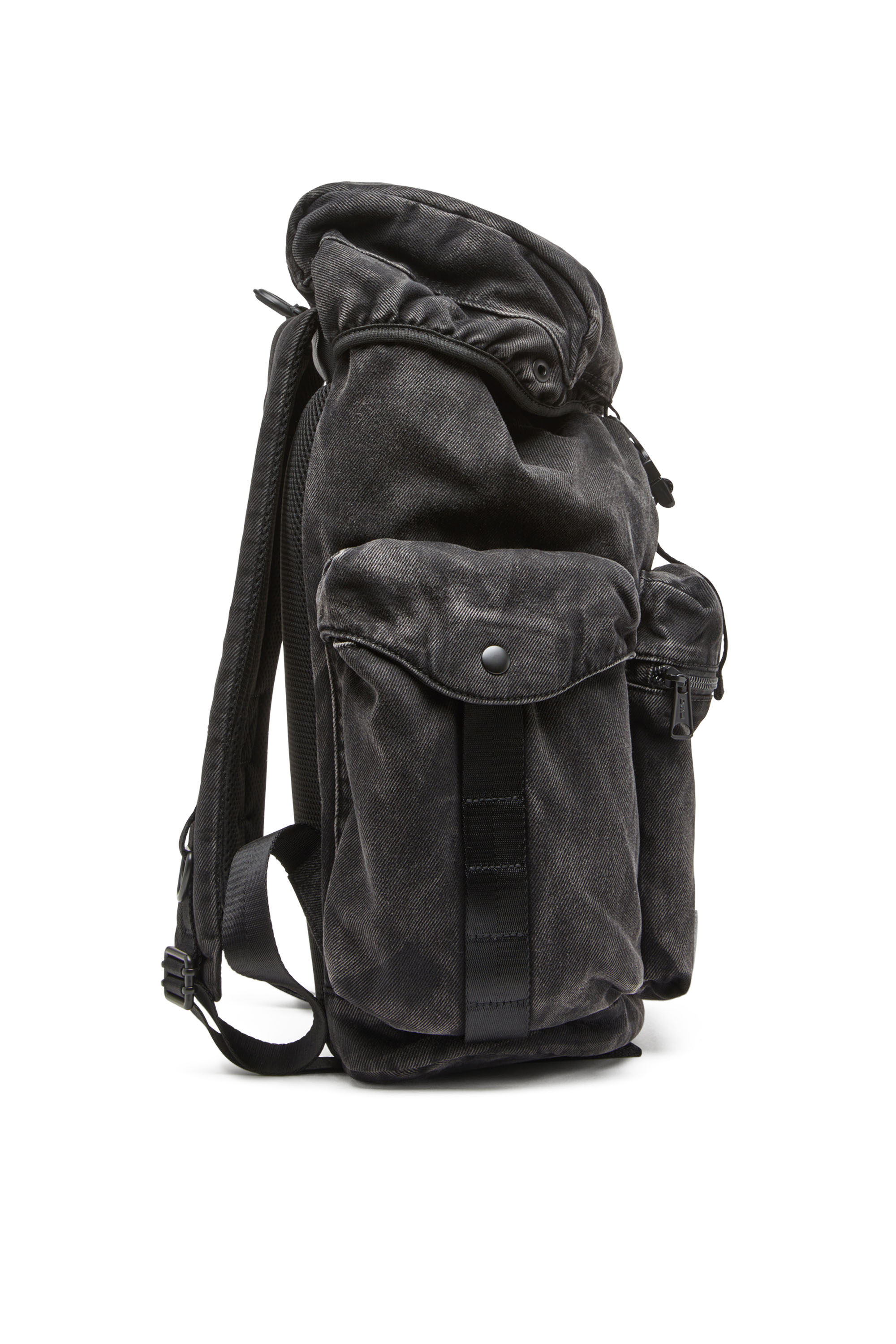 Diesel - UTLT BACKPACK, Man's Utlt Backpack-Utility backpack in cloudy-effect denim in Black - 3