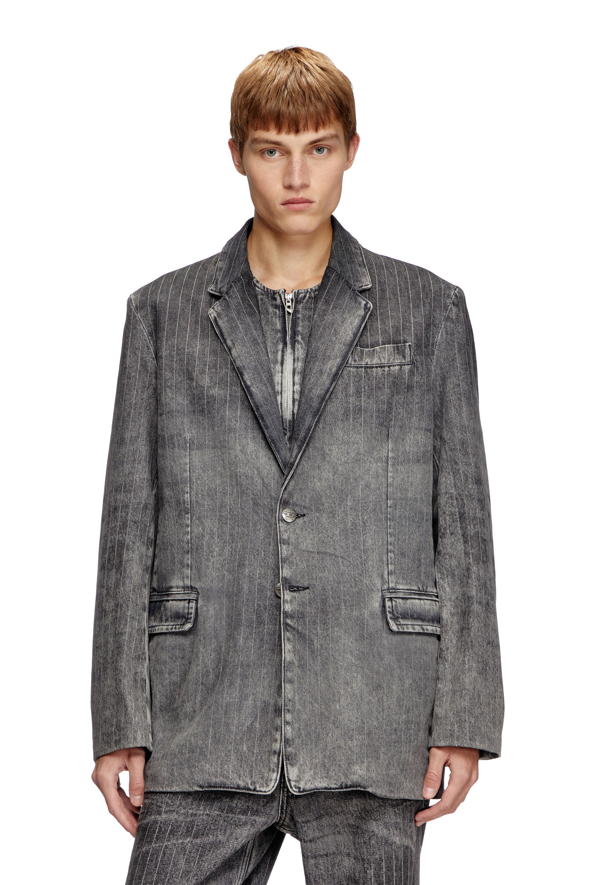 Diesel - D-REGER-S, Unisex's Blazer in tailoring pinstripe denim in Black - 1