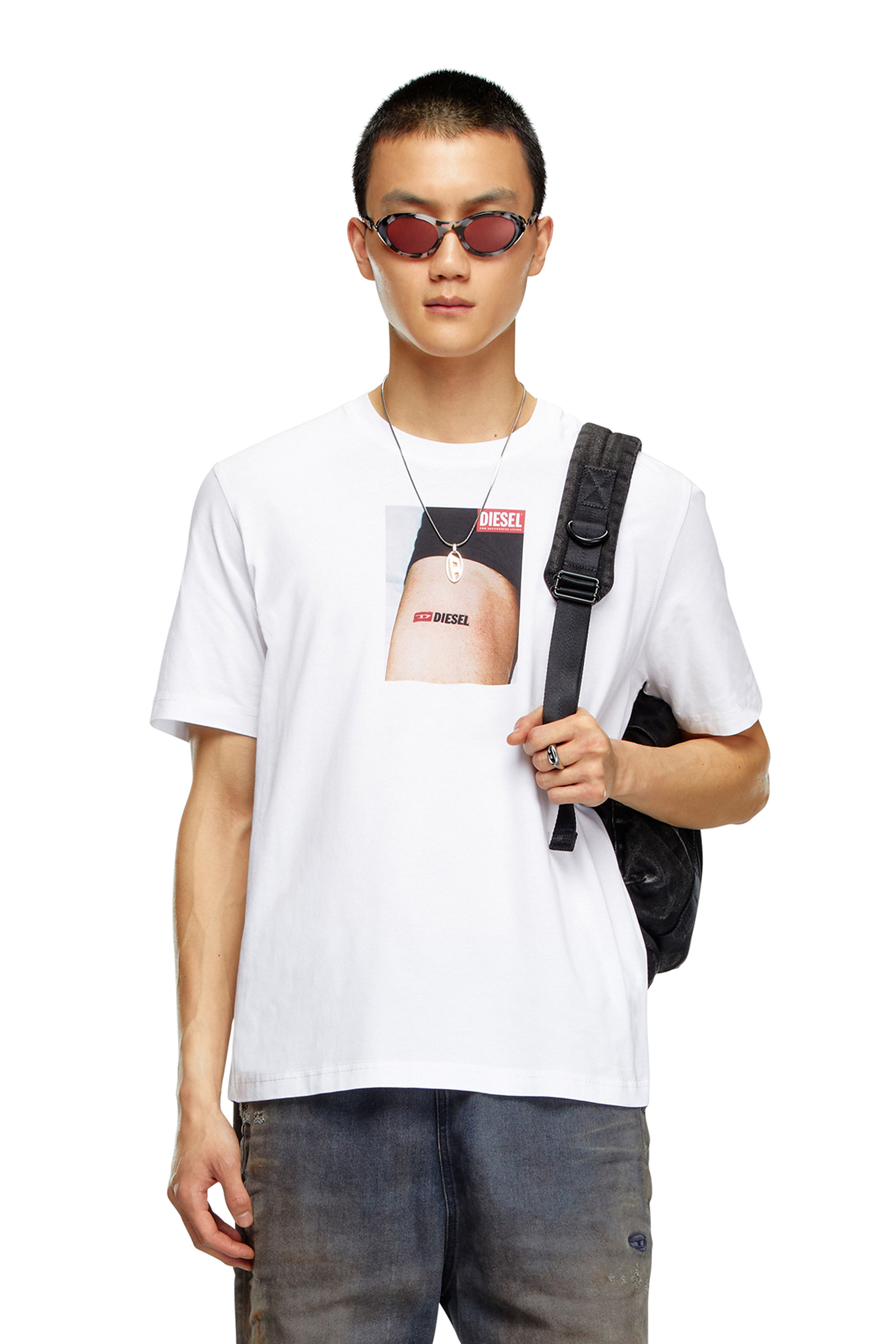 Diesel - T-ADJUST-K19, Man T-shirt with Diesel tattoo print in White - Image 1