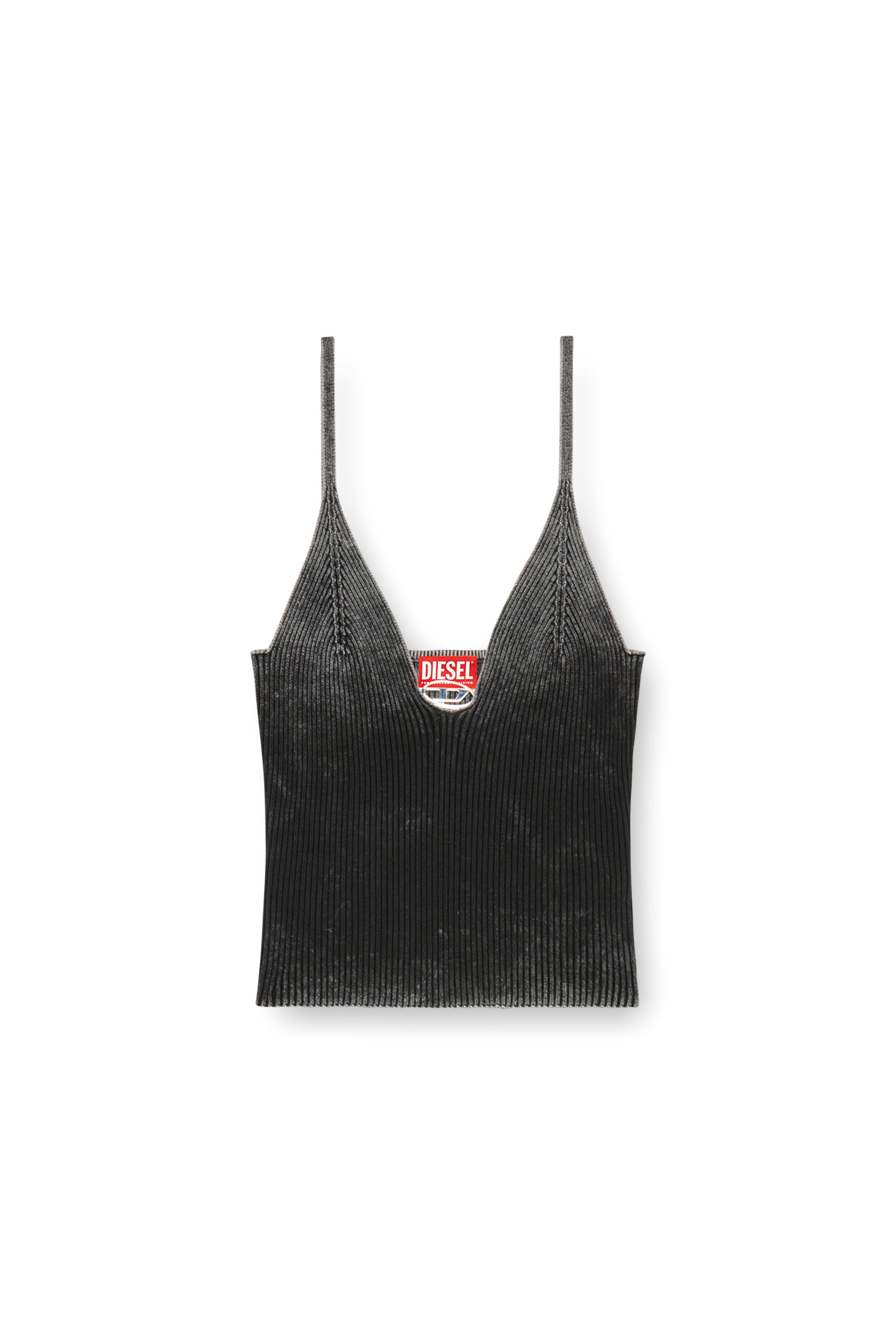 Diesel - M-LAILA, Woman Camisole in faded ribbed knit in Black - Image 3