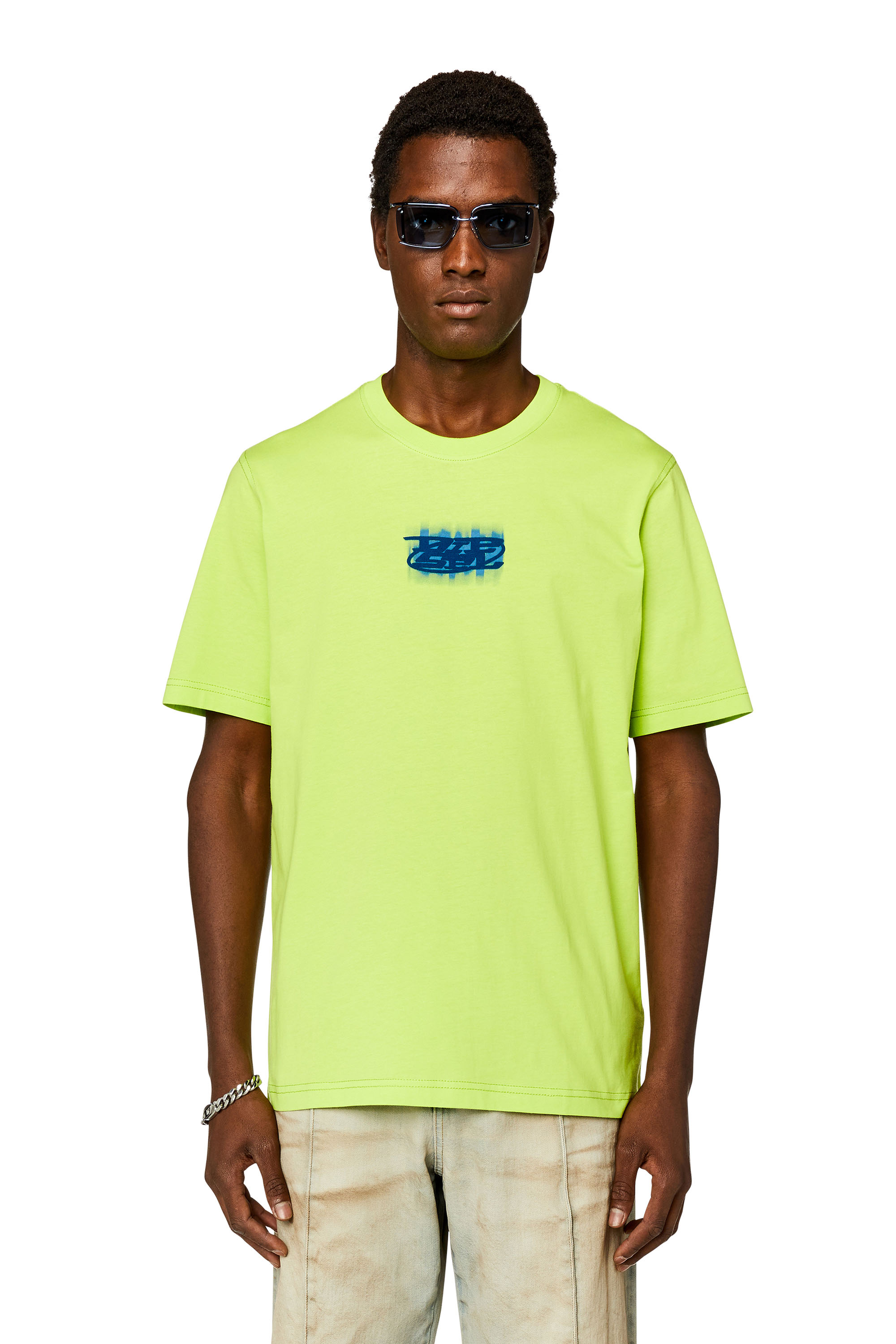 Diesel - T-JUST-N4, Man Logo-flocked T-shirt in organic cotton in Green - Image 1