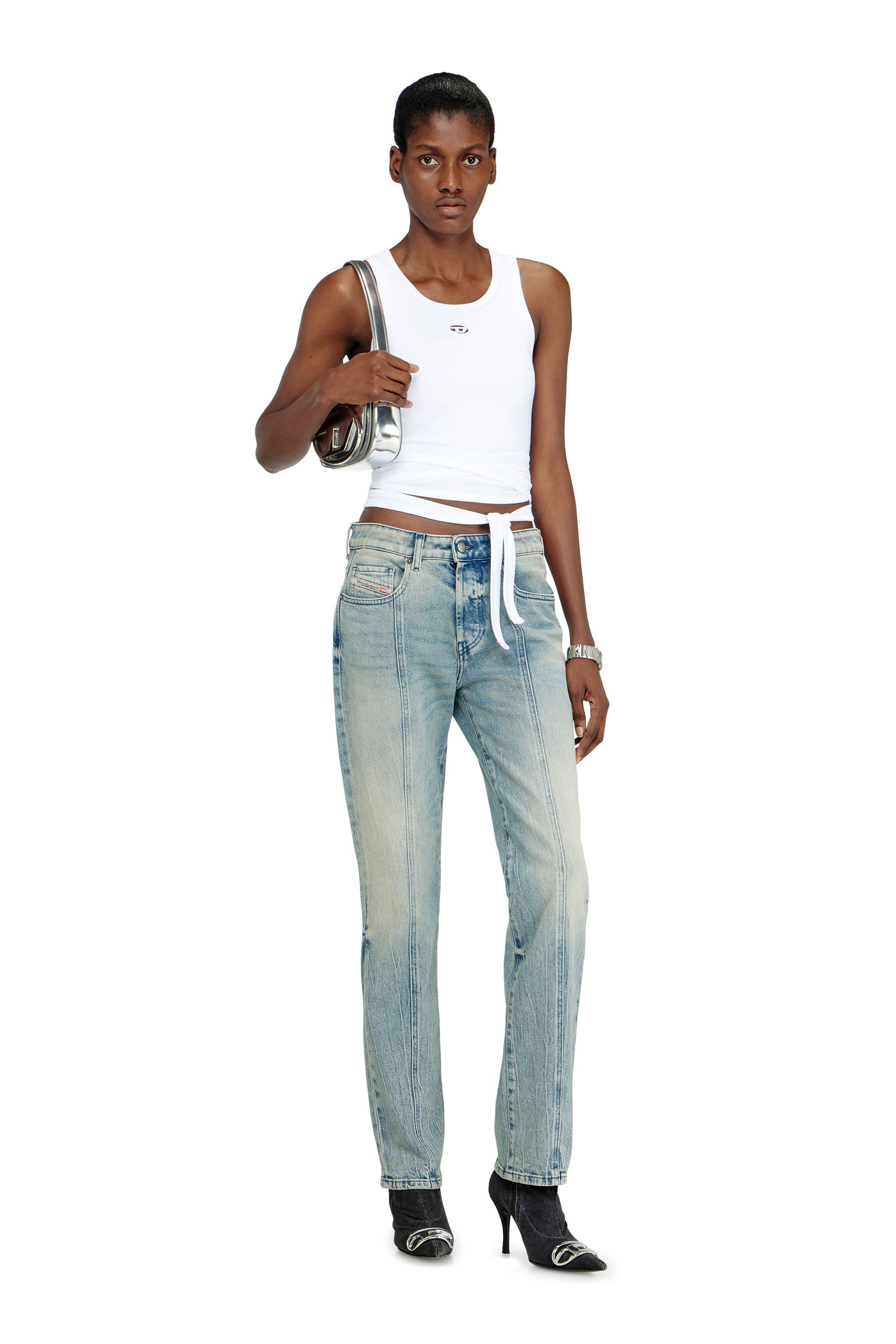 Diesel - 1DR, Woman's 1DR-Iconic shoulder bag in mirrored leather in Silver - 2