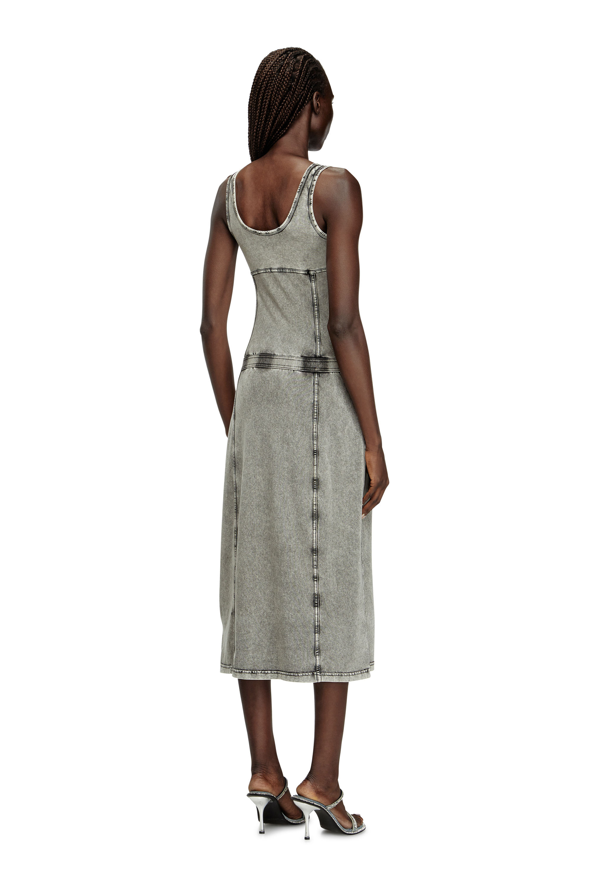 Diesel - D-INNY, Woman's Sleeveless midi dress with denim effect in Grey - 4