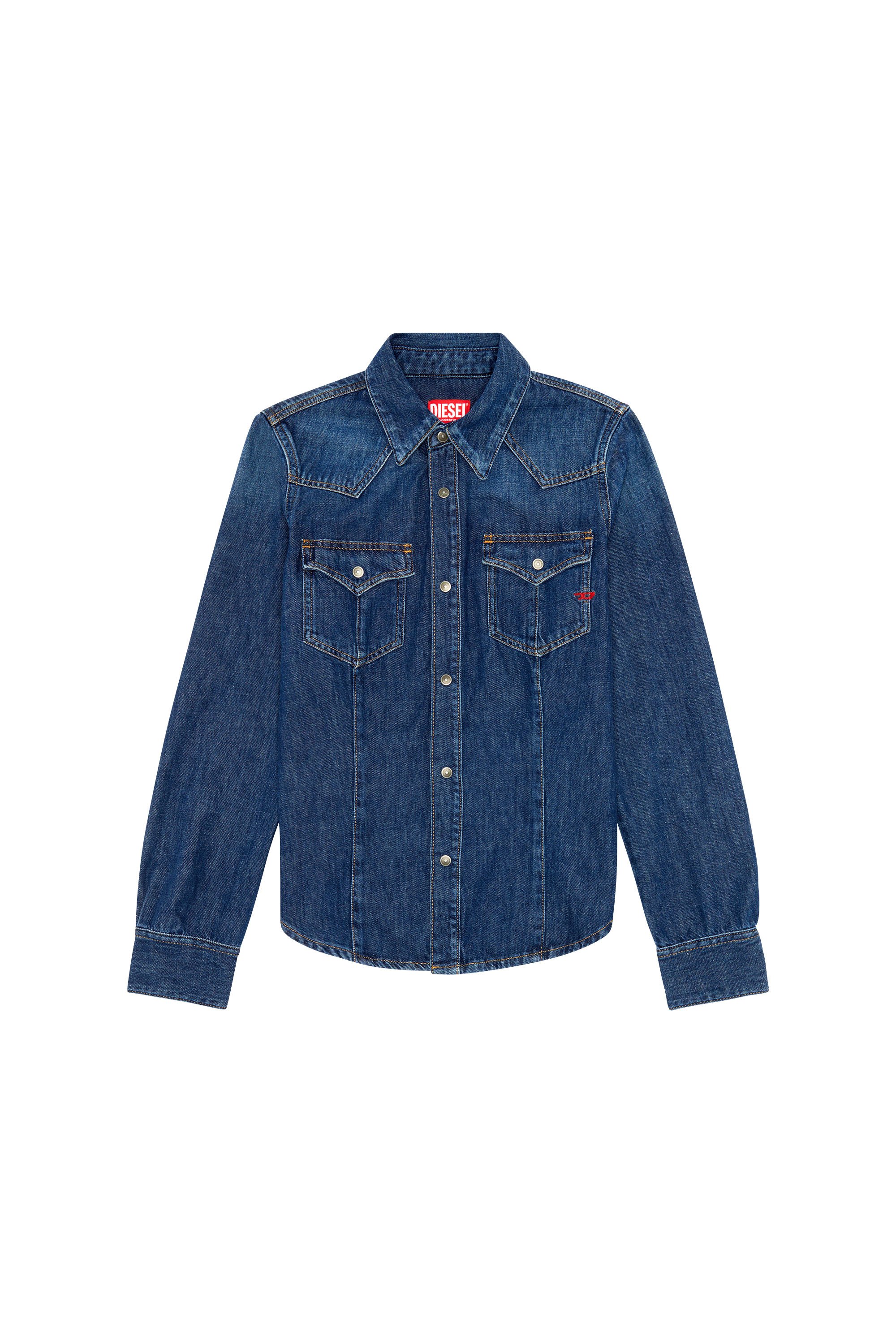 Diesel - DE-WAVES, Woman's Western shirt in denim in Blue - 2