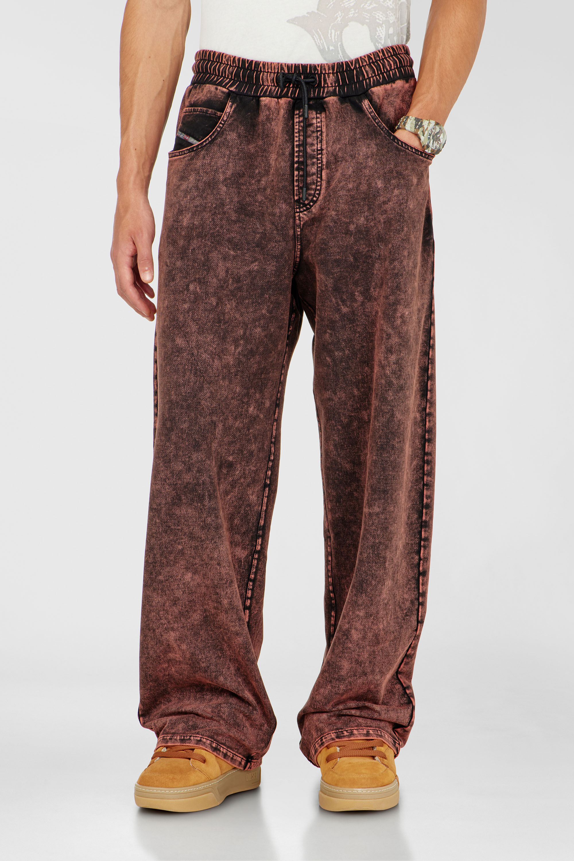 Diesel - P-STUK, Man's Sweatpants with denim effect in Brown - 3
