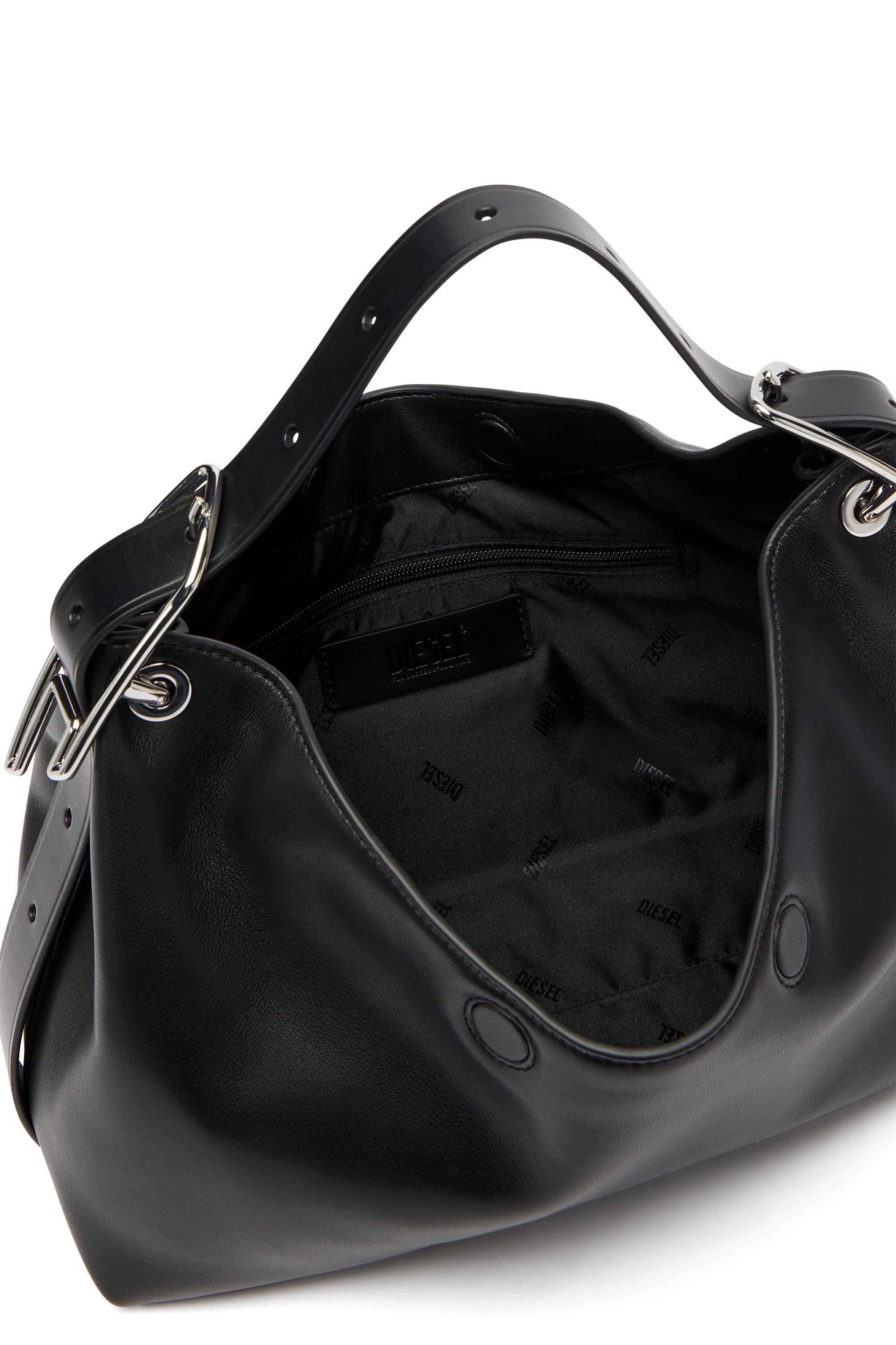 Diesel - D-LINE SHOULDER, Woman's D-Line-Leather shoulder bag in Black - 4