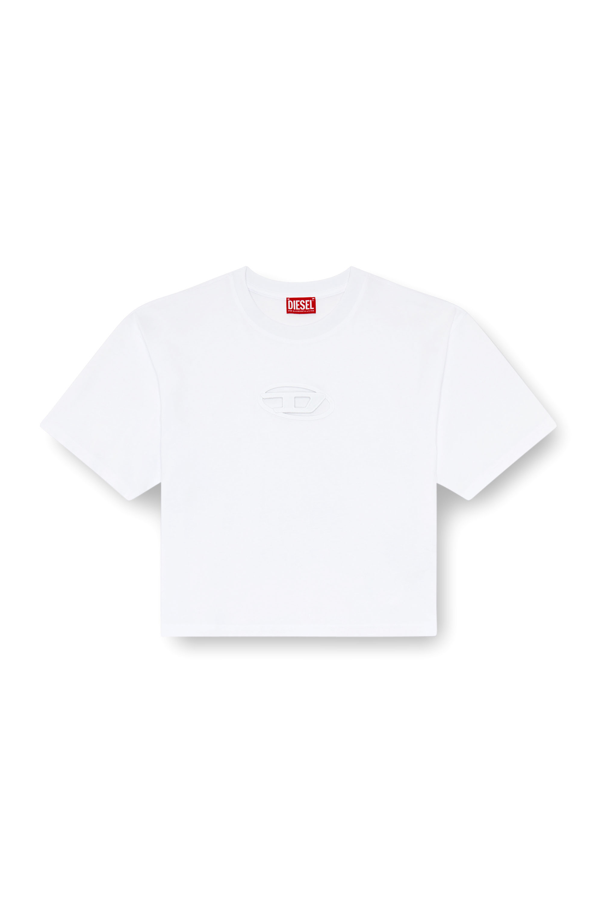 Diesel - T-BUXT-CROP-OD, Woman Boxy T-shirt with cut-out Oval D logo in White - Image 3