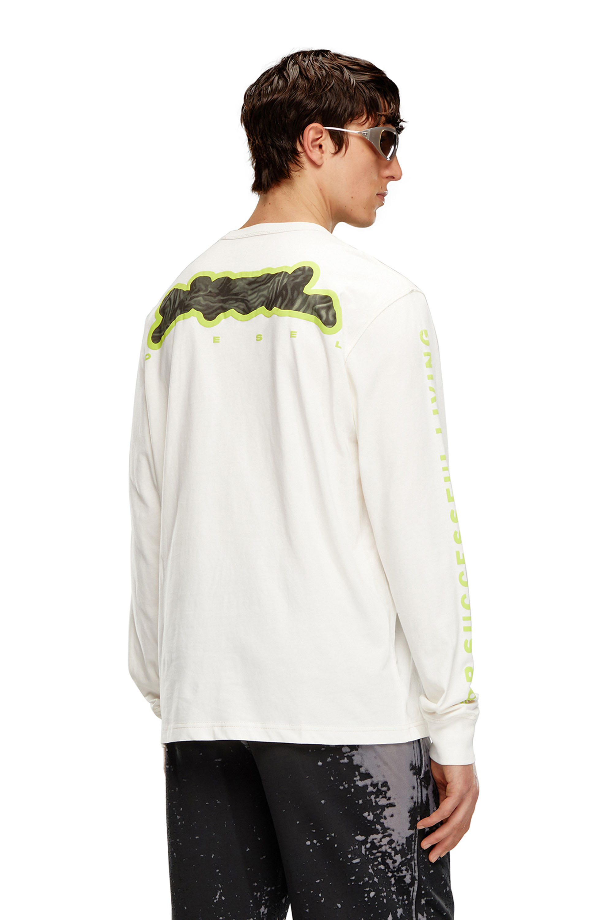 Diesel - T-JUST-LS-N7, Man Long-sleeve T-shirt with zebra-camo motif in White - Image 1