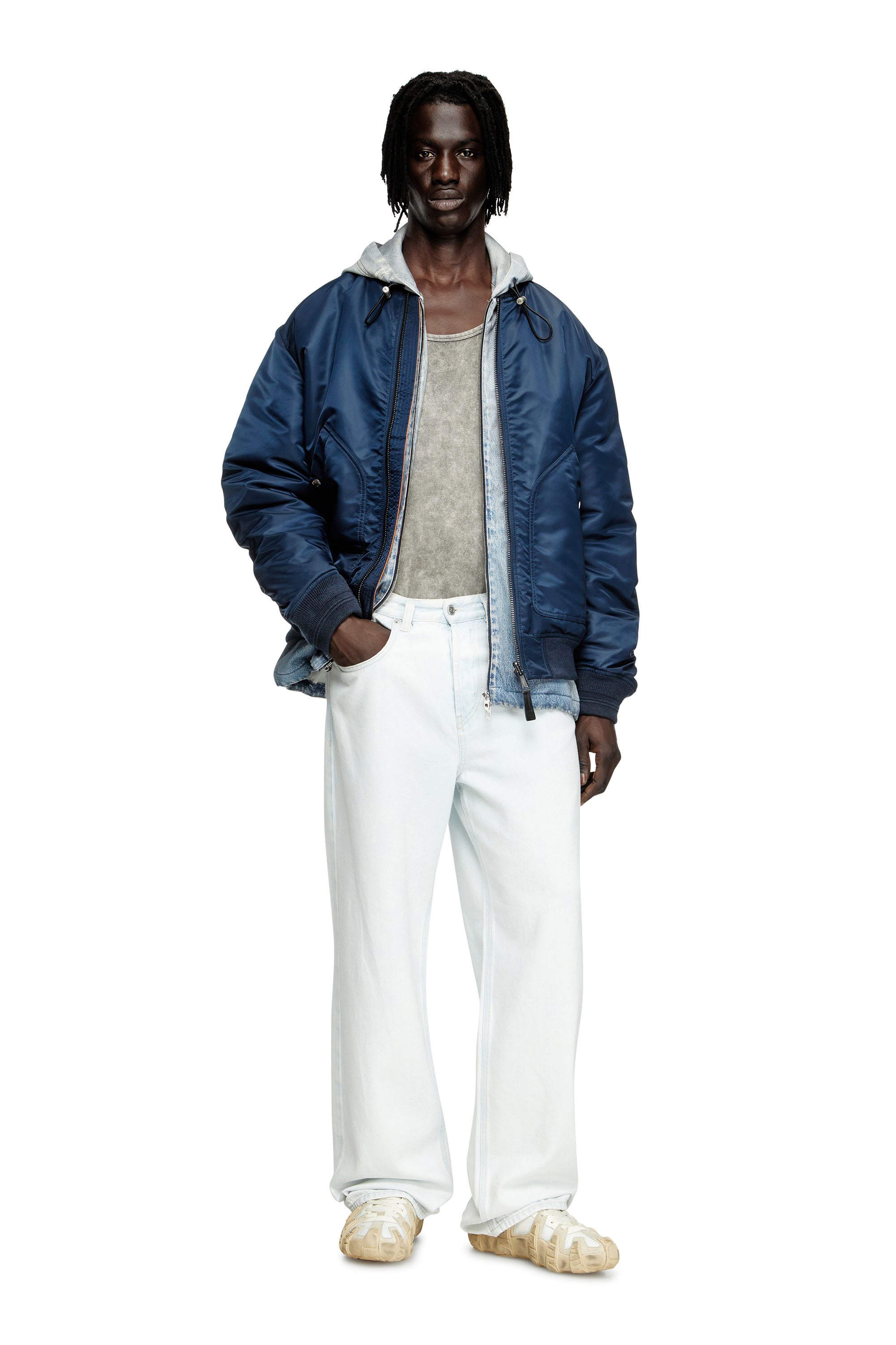 Diesel - S-D-GRIFFE LOW, Man's S-D-Griffe - Nylon sneakers in White/Beige - 7