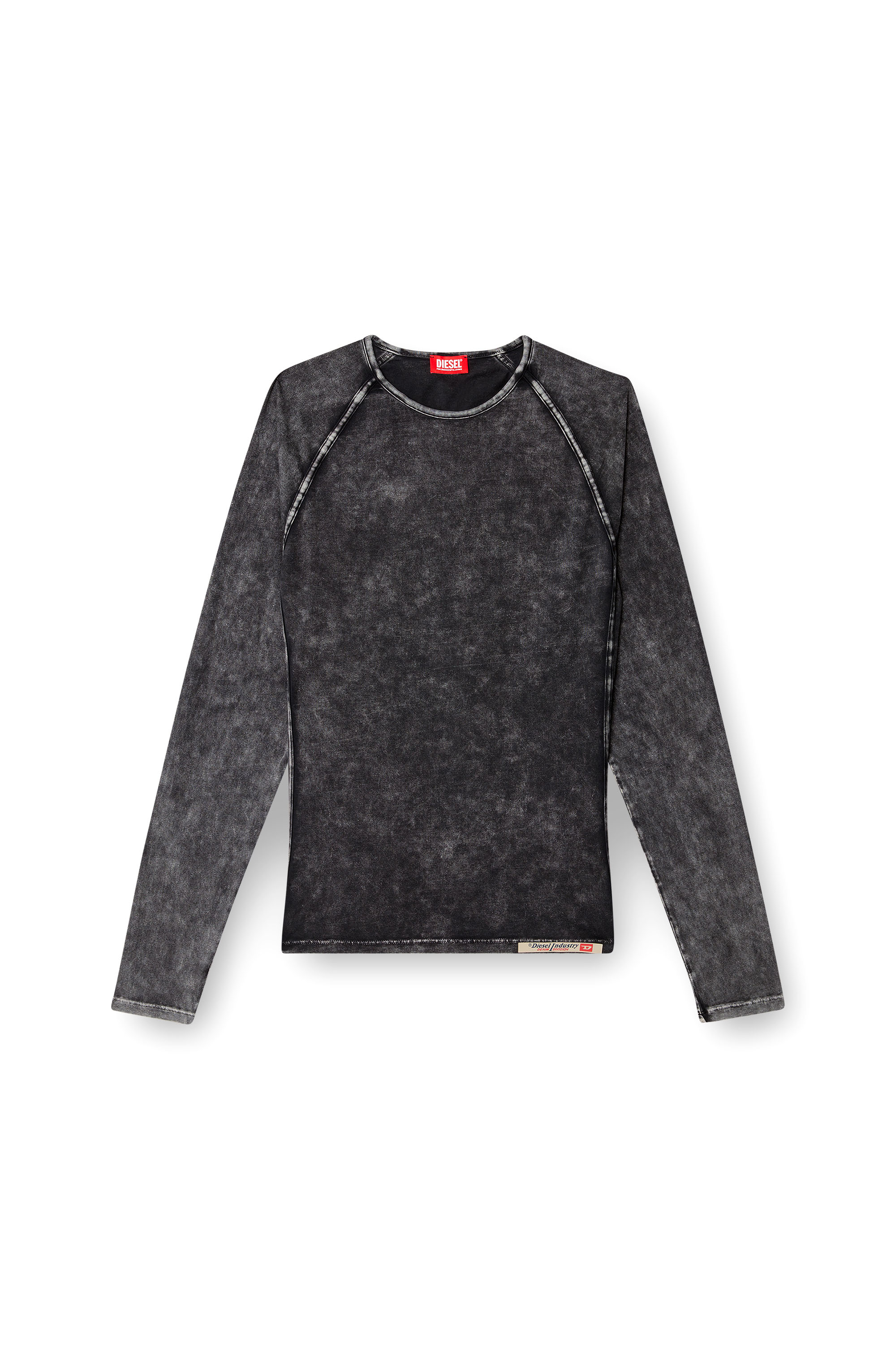 Diesel - EFREM-DNM, Man's Denim effect long-sleeve T-shirt in Black - 4