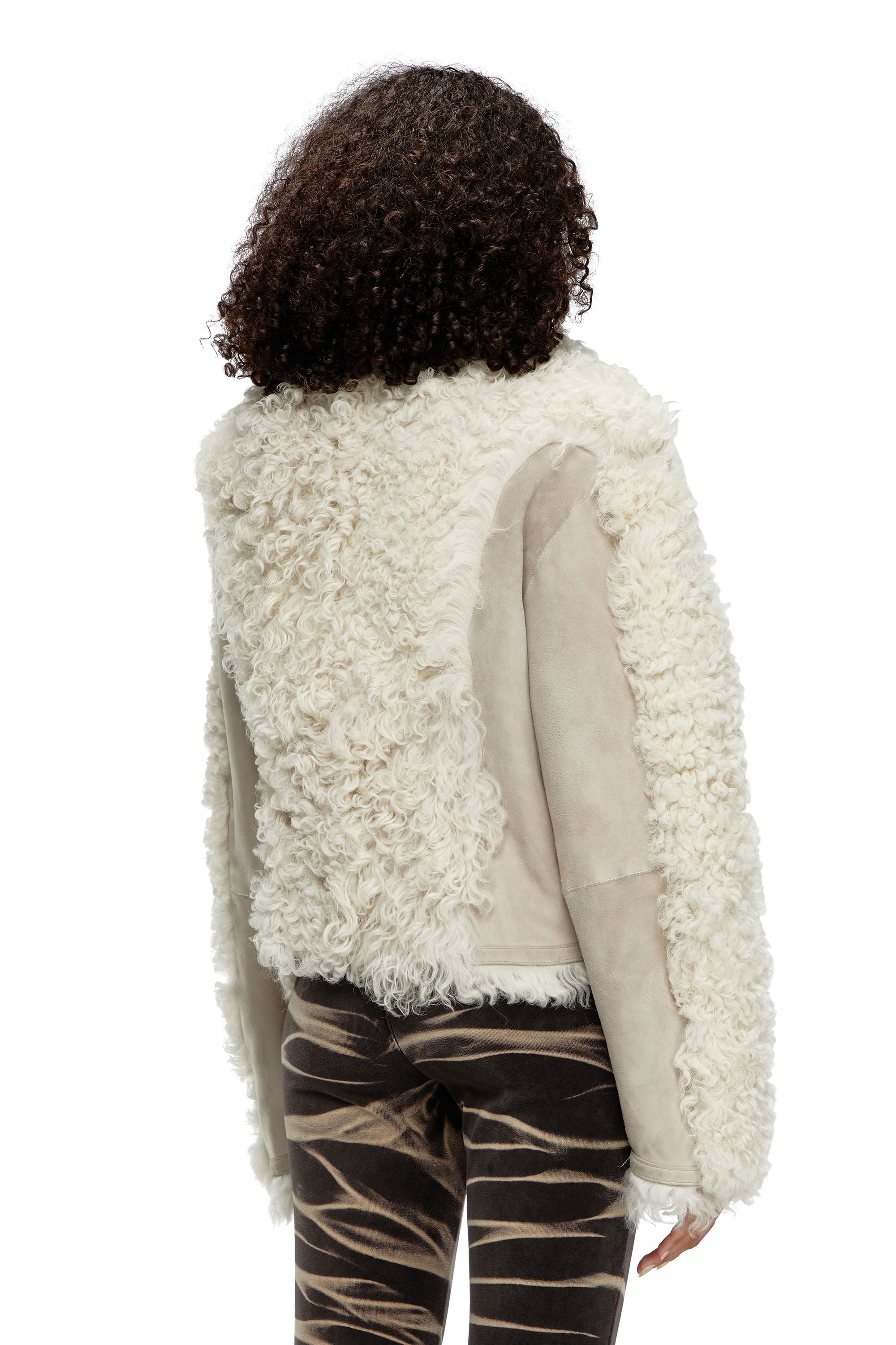 Diesel - L-AUREL, Woman's Shearling jacket in White - 3