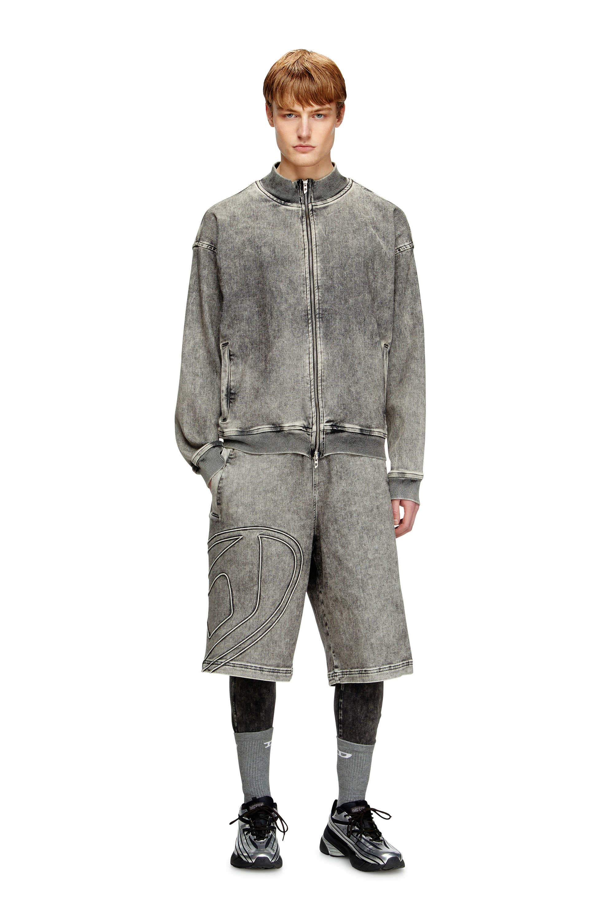 Diesel - D-ENNY-S TRACK, Unisex's Track Denim bermudas with Oval D in Grey - 1